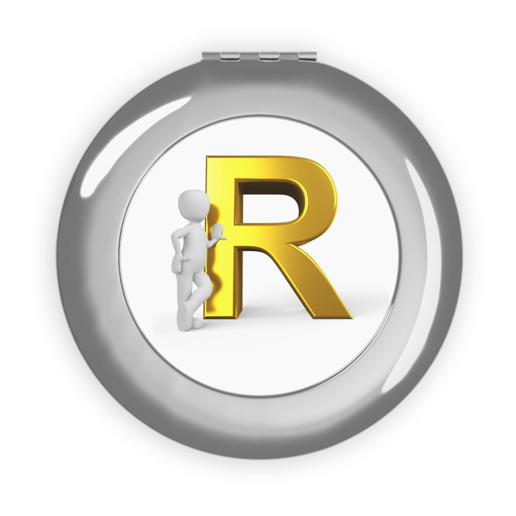 Gold Letter R Monogram Compact Travel Mirror | Personalized Initial Mirror