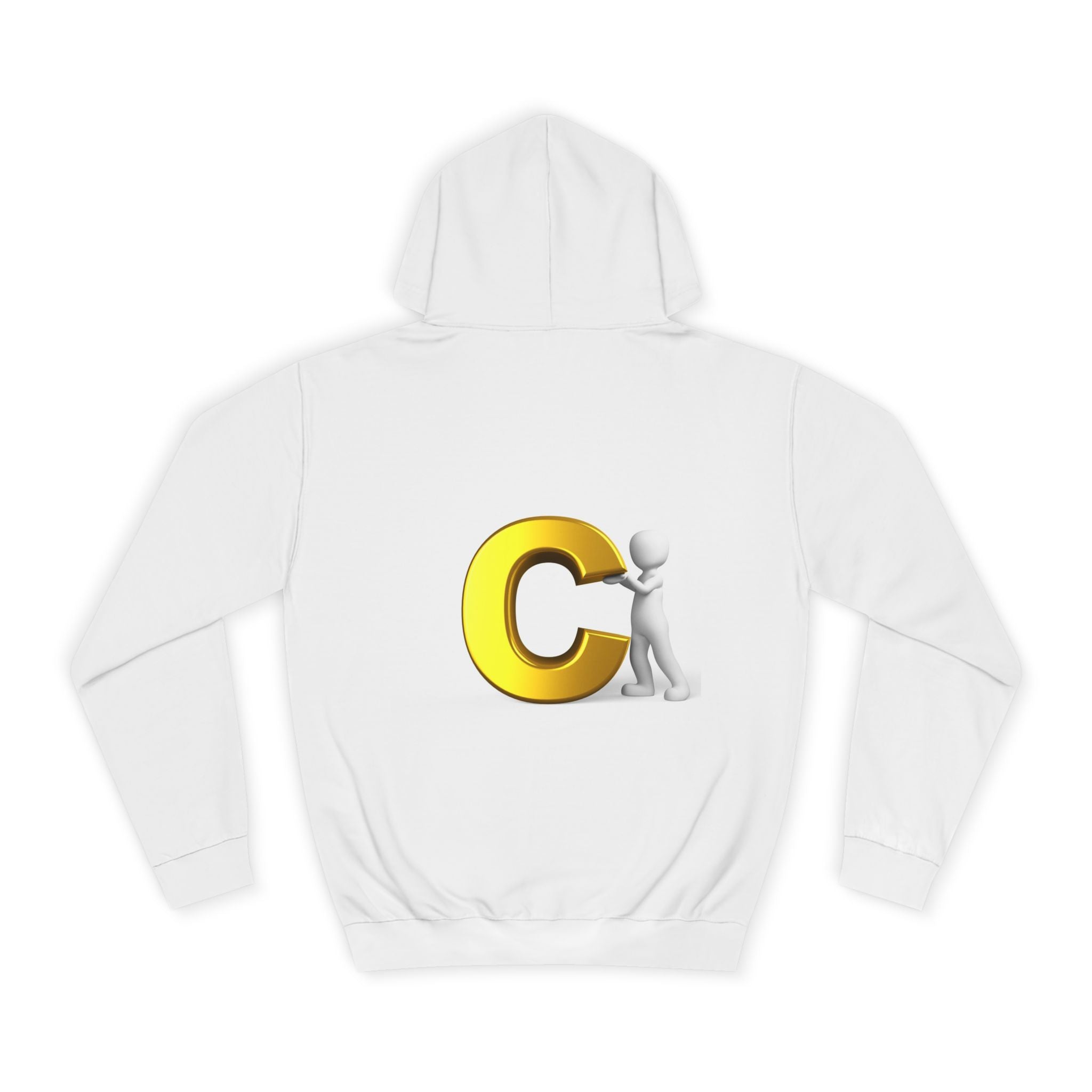 3D Yellow Letter C with Character Hoodie | Initial Monogram Sweatshirt