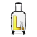 Gold Letter L with Sitting Figure Suitcase | Personalized Initial L Luggage