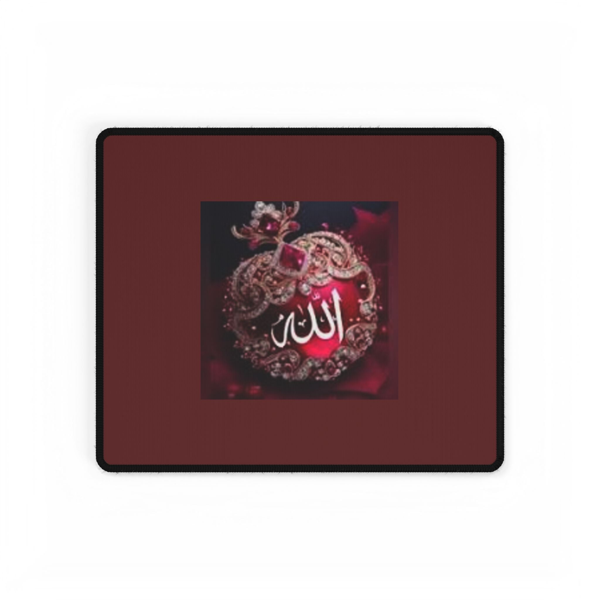 Arabic Calligraphy Allah Desk Mat | Red Jewel Islamic Prayer Mat
