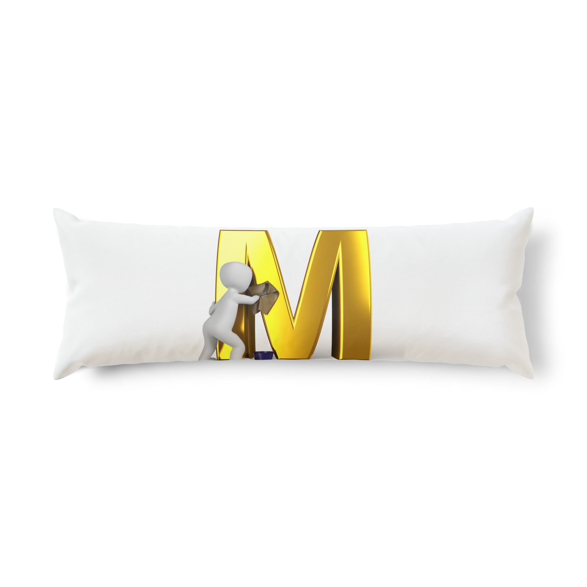 Oreiller de corps Monogramme M | Oreiller de corps en forme de lettre M dorée