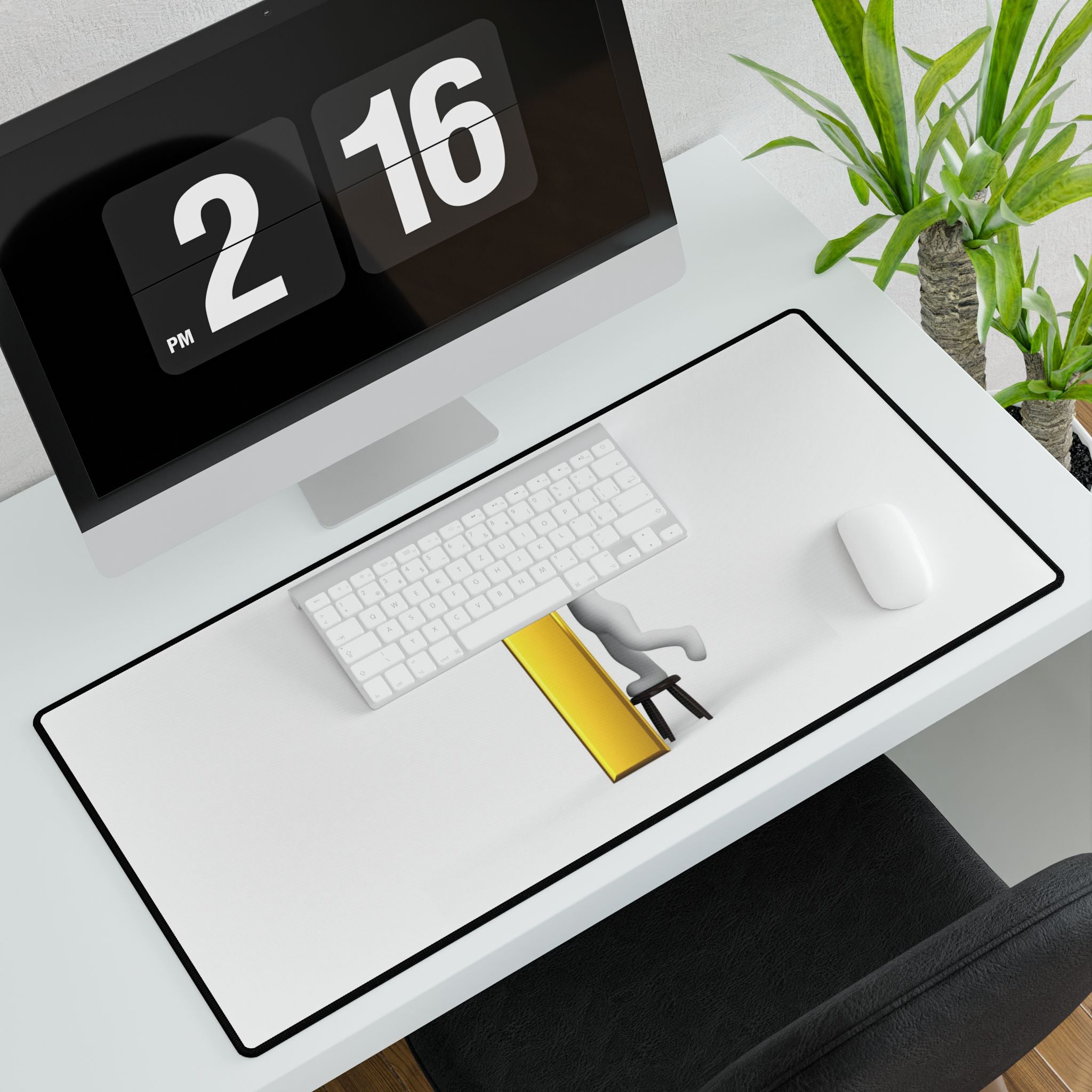 3D Figure Building Gold Letter i Desk Mat | Large Mouse Pad