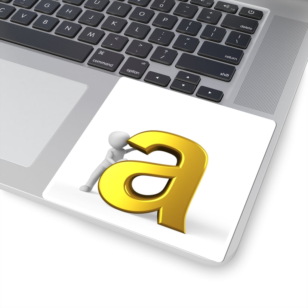 Gold Letter A with Stick Figure Sticker