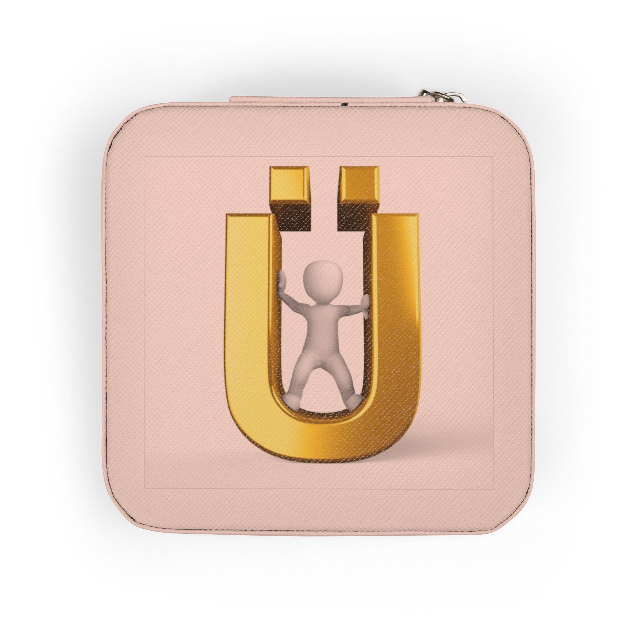 Gold Letter Ü Monogram Jewelry Travel Case | Compact Portable Organizer