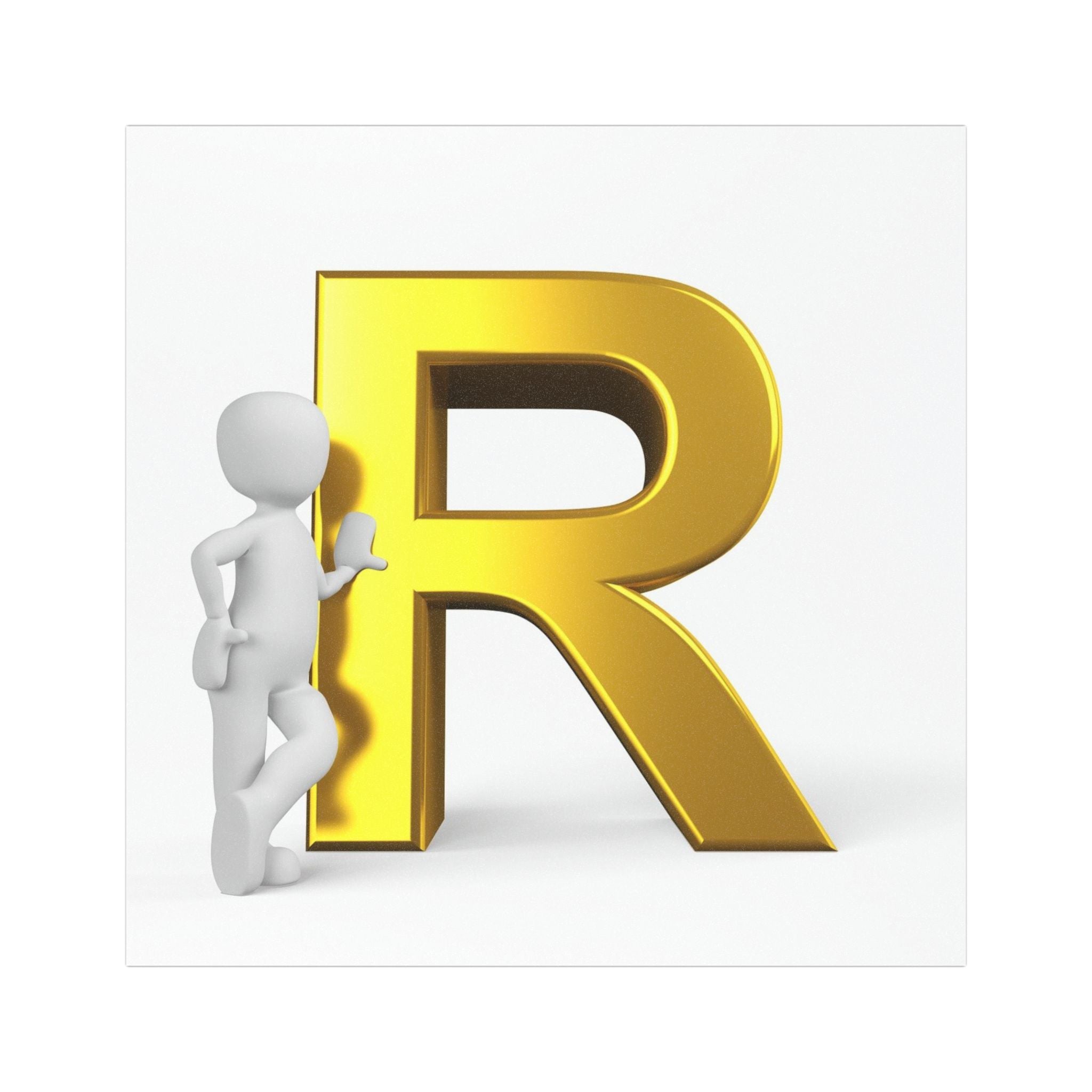 Gold Letter R with 3D Figure Car Magnet | Alphabet Initial Magnet