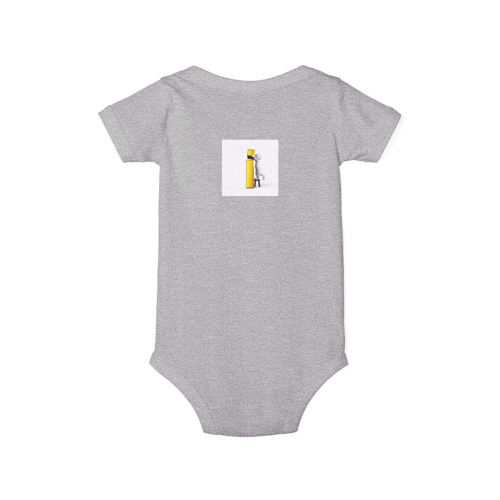 Little Figure Building Yellow Letter i Baby Onesie | Infant Bodysuit