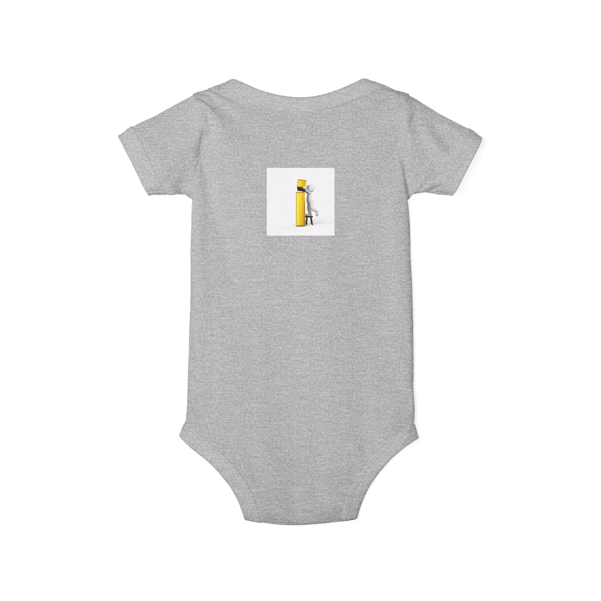 Little Figure Building Yellow Letter i Baby Onesie | Infant Bodysuit