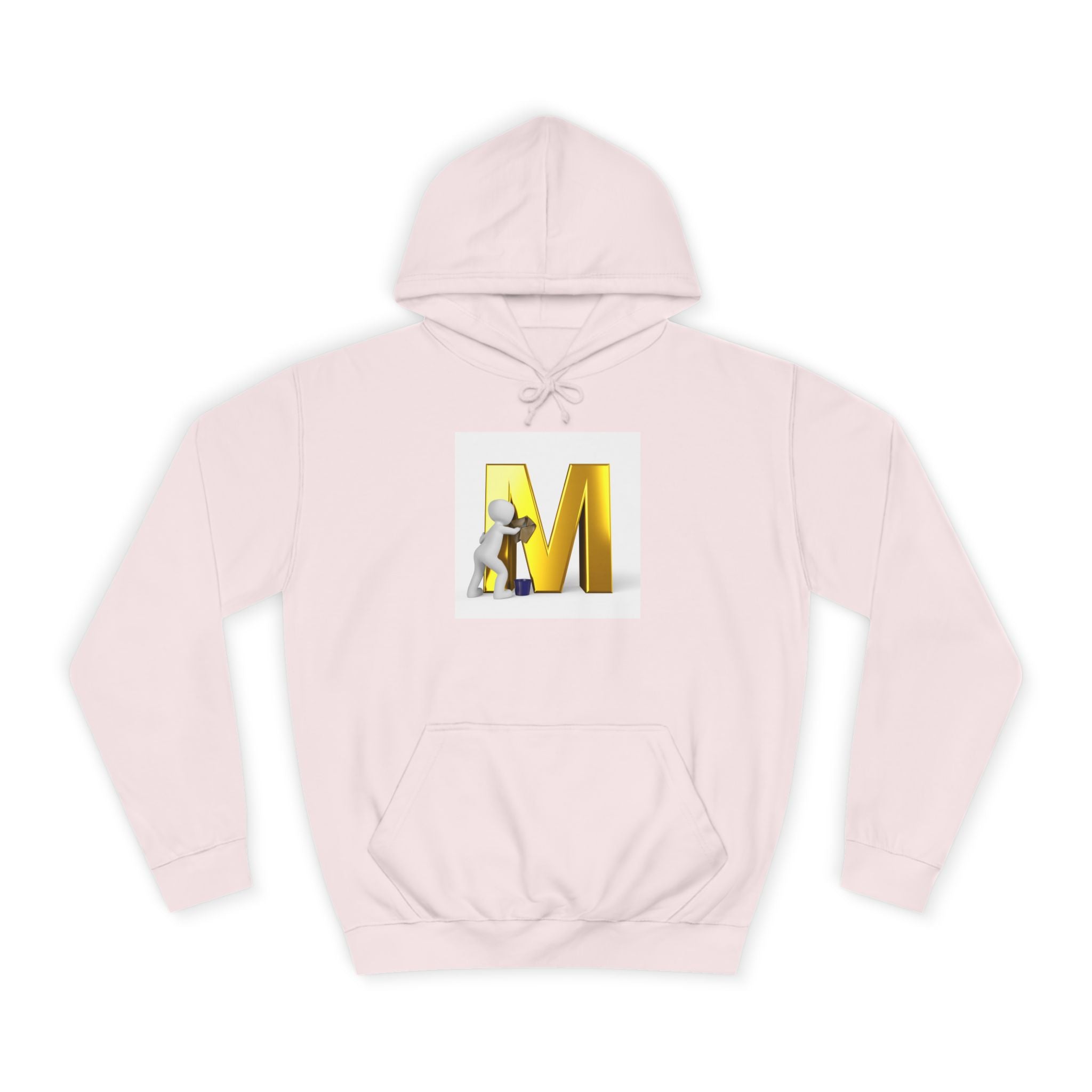 Gold Letter M with Figure Hoodie | Monogram Initial M Sweatshirt