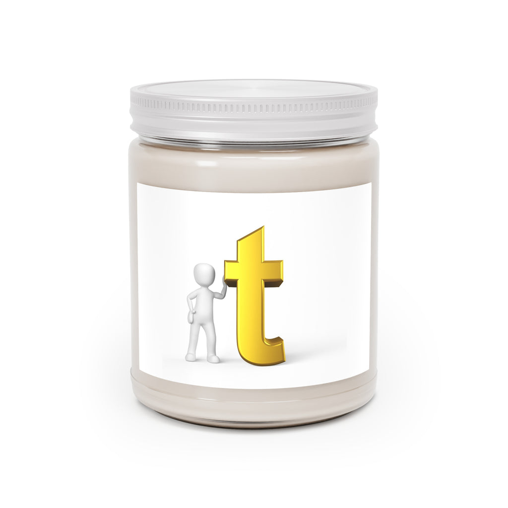 Yellow Letter T Illustration Candle | 9oz Soy Candle with White Lid