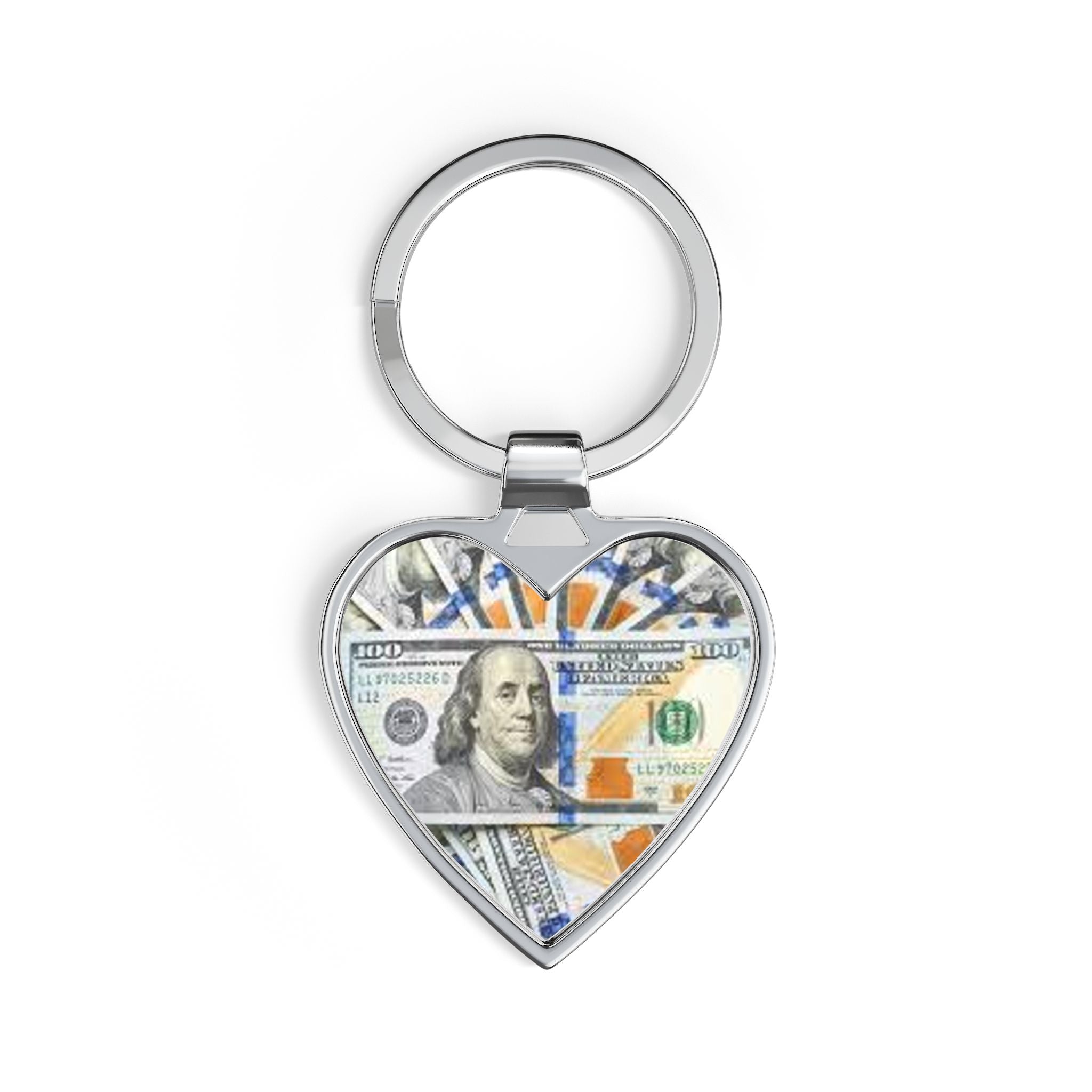 Money Print Heart Keychain | Dollar Bill Pattern, Novelty Accessory