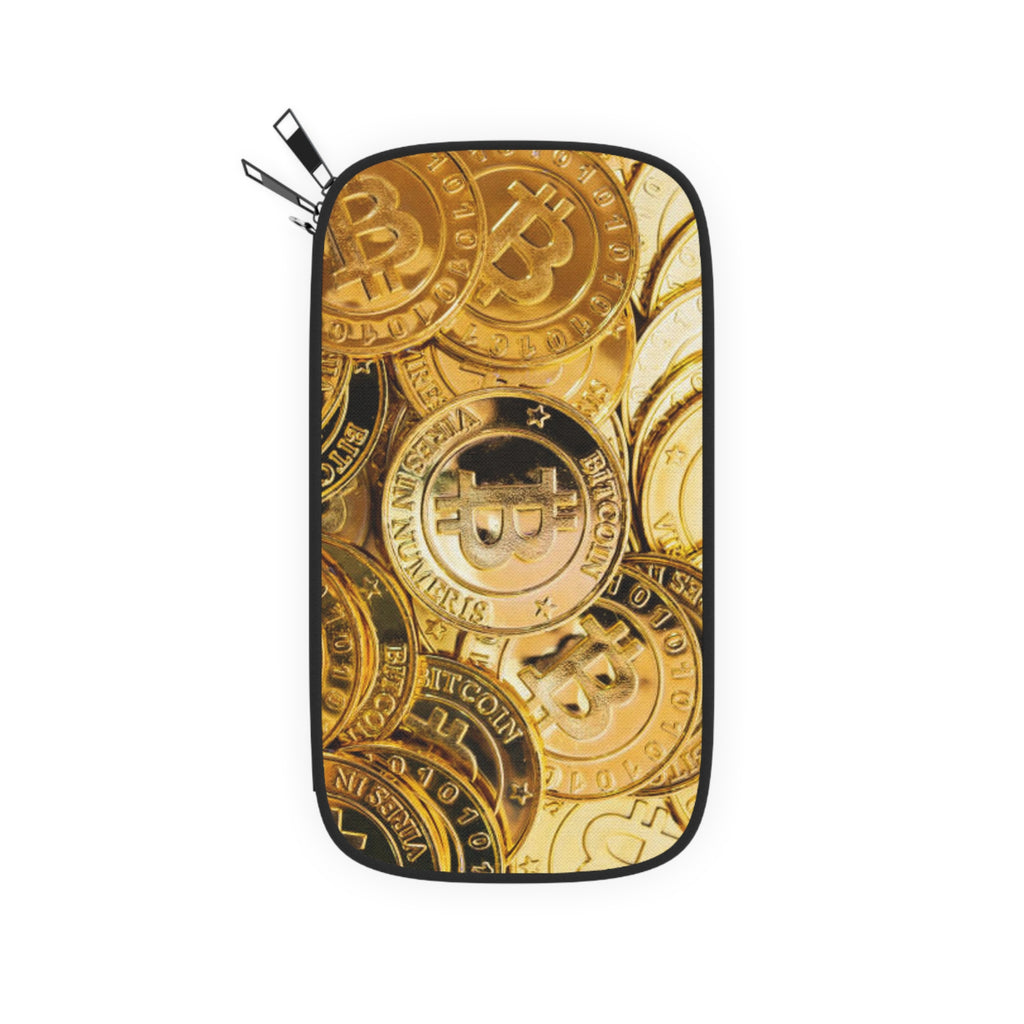 Bitcoin Coin Pattern Passport Wallet | Cryptocurrency Travel Accessory