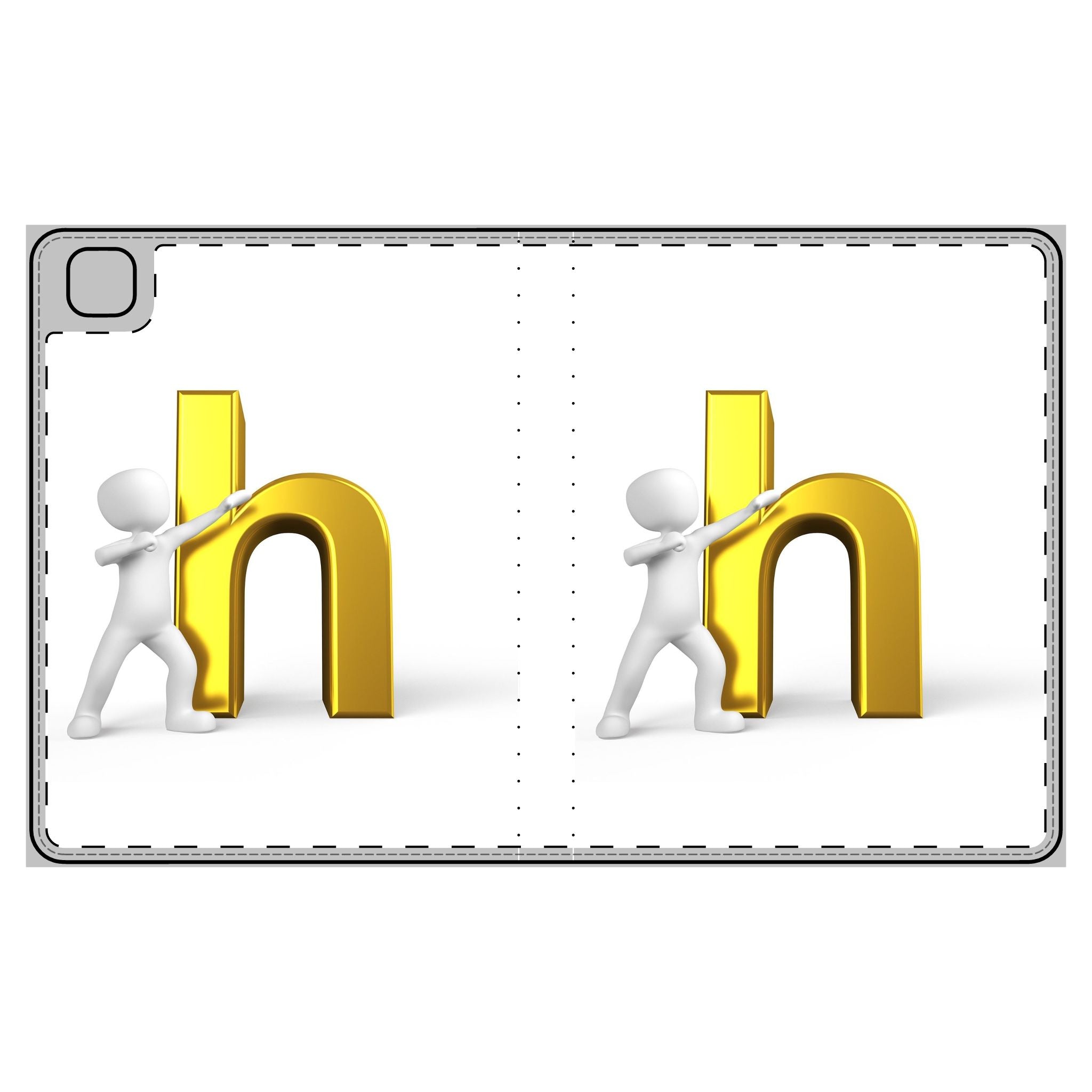 Gold Letter H Figurine Tablet Folio Case | Initial H Monogram Cover