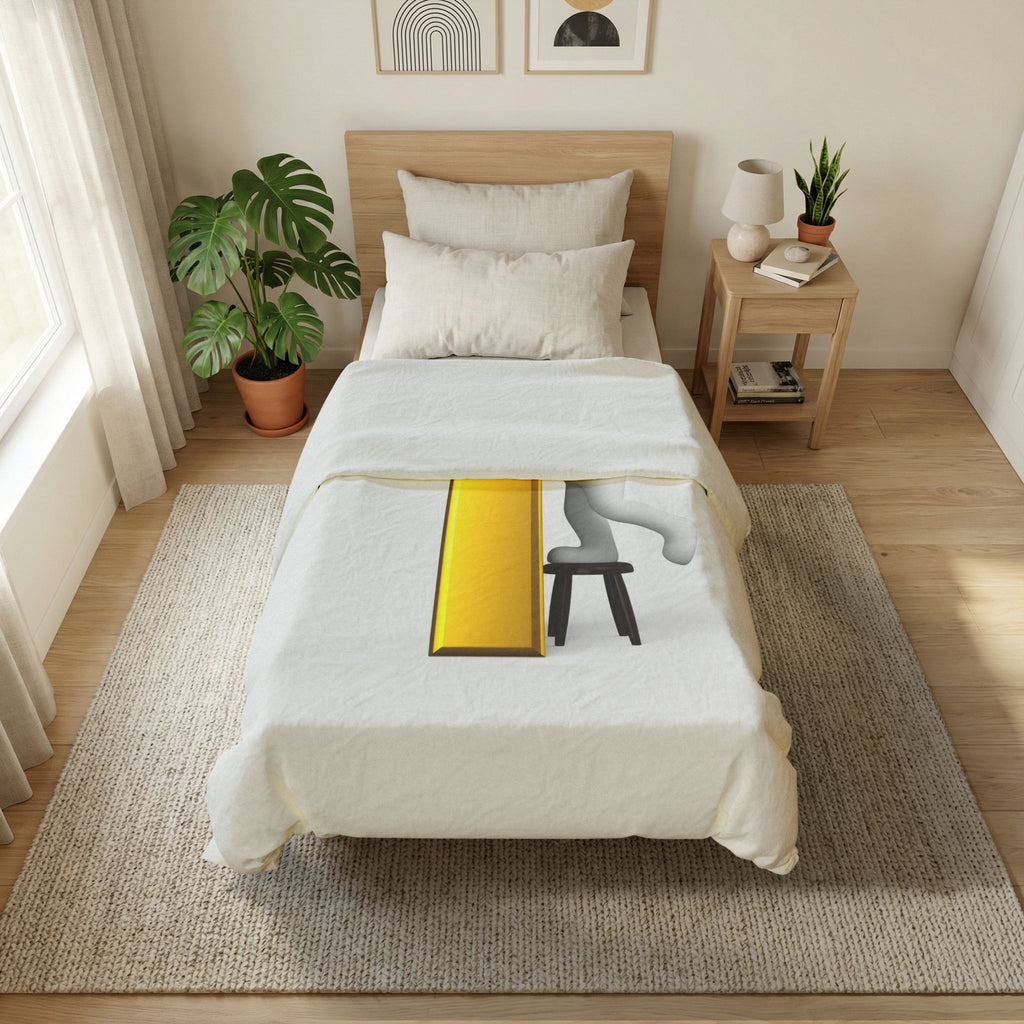 3D Character Stacking Gold Letter i Duvet Cover