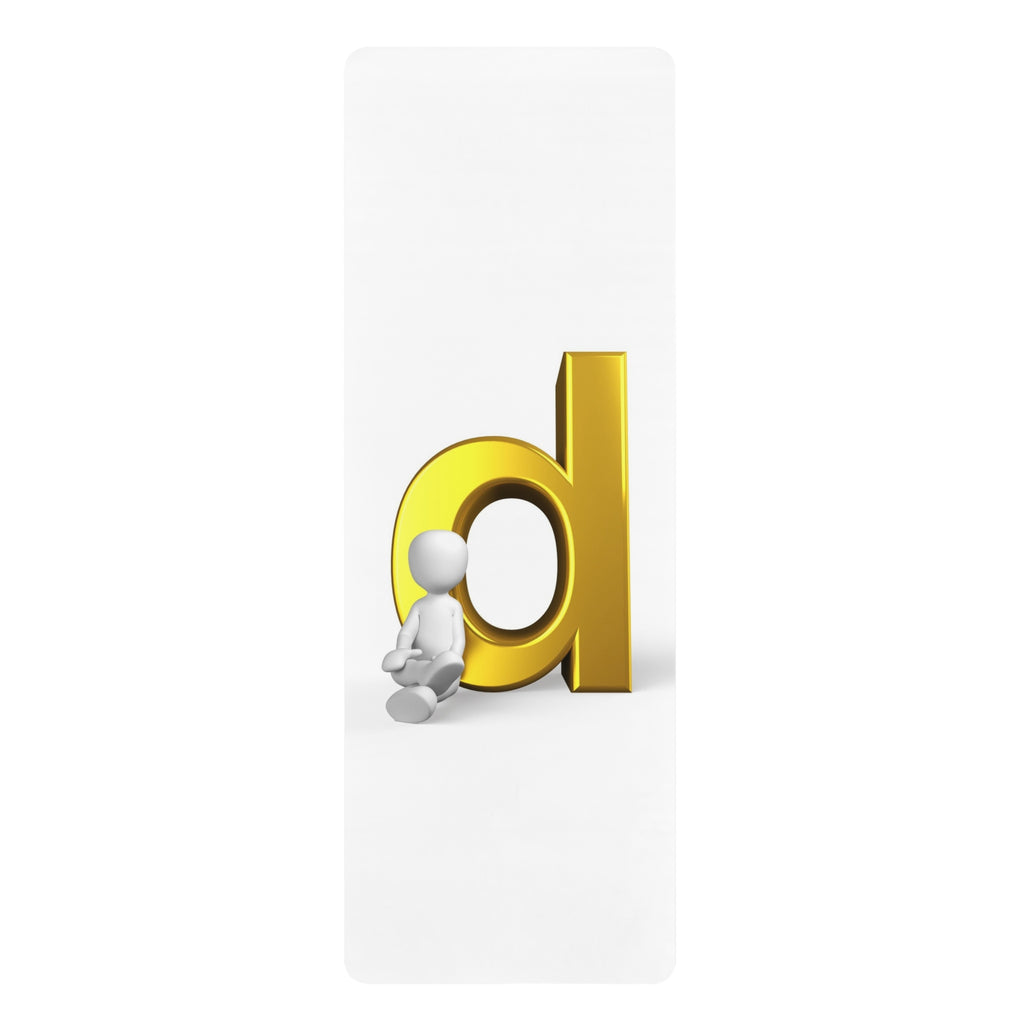 Gold Letter D with Sitting Figure Rubber Yoga Mat | Minimal Alphabet Design