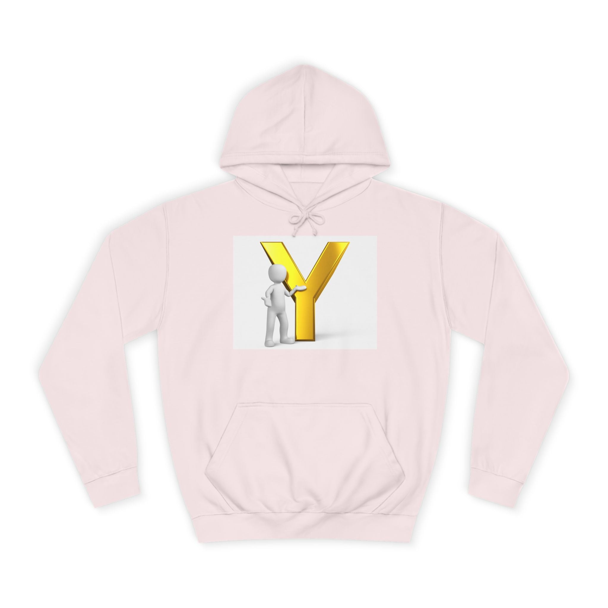 Sweat à capuche lettre Y en or 3D avec figurine | Monogramme initial