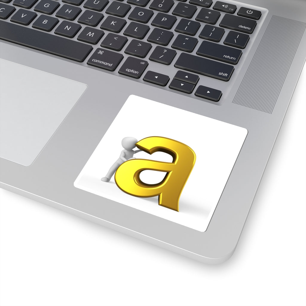 Gold Letter A with Stick Figure Sticker