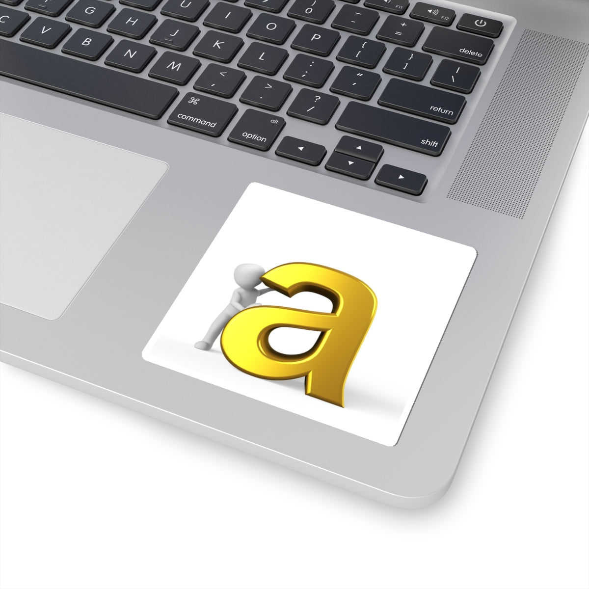 Gold Letter A with Stick Figure Sticker