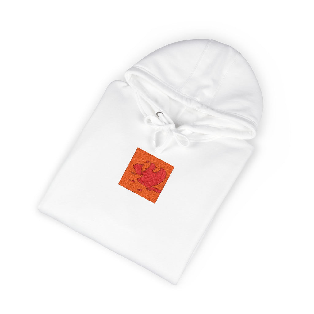Orange Phoenix Pixel Art Hoodie | Square Chest & Sleeve Patch
