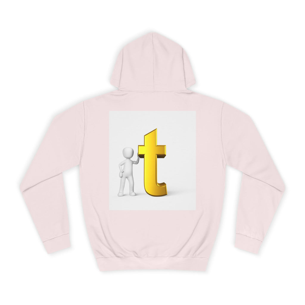 3D Gold Letter T Hoodie | Minimal Letterman Initial Sweatshirt