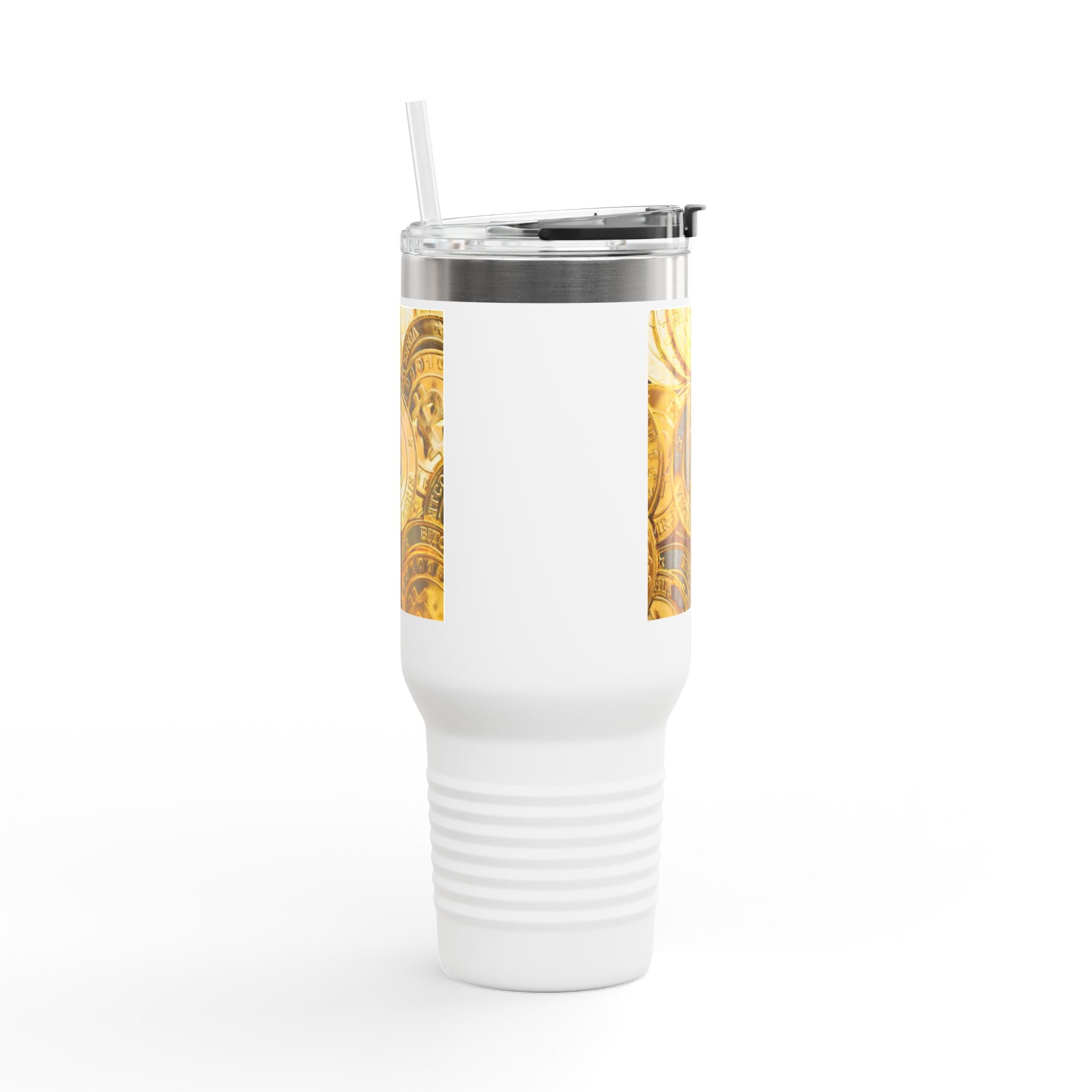 Mug de voyage à motif de pièces Bitcoin | Gobelet isotherme de 1,2 litre
