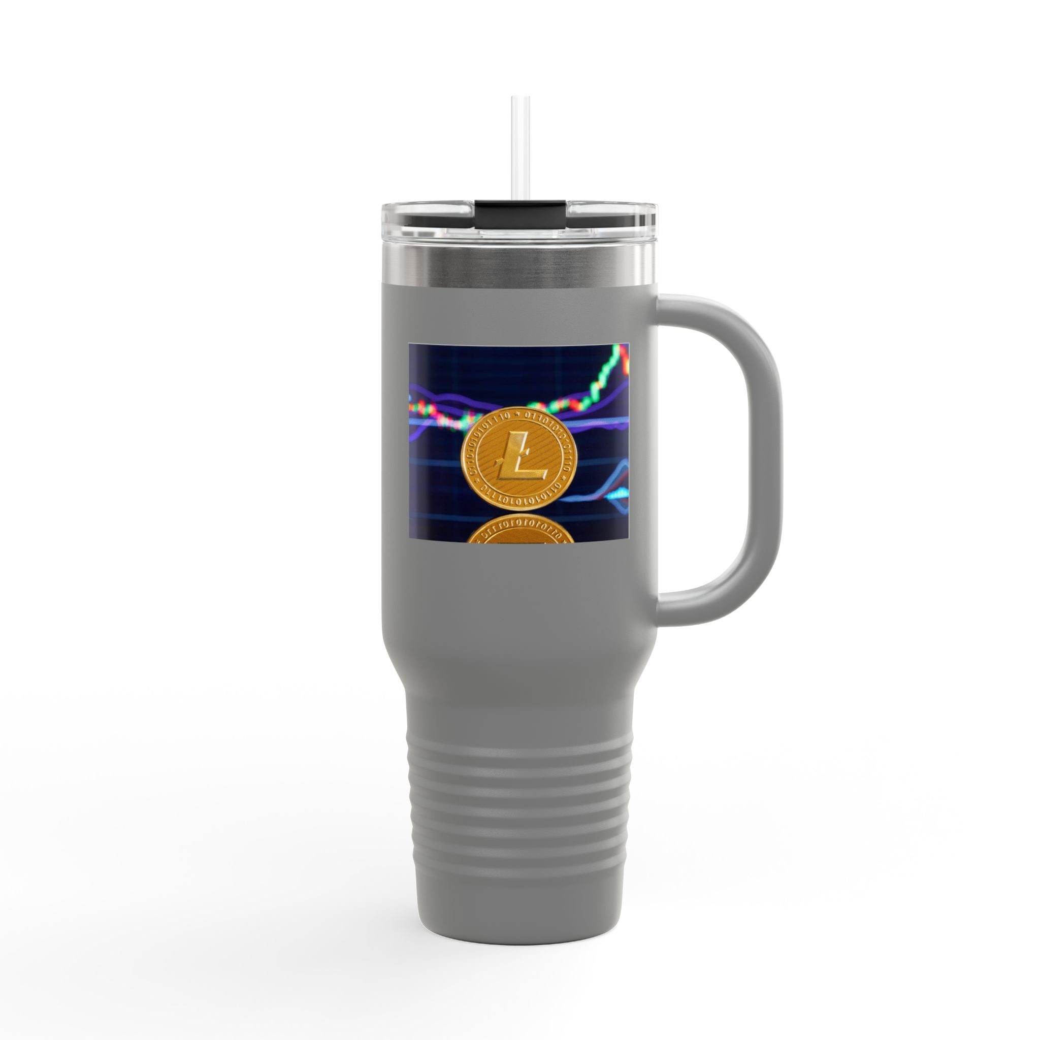 Litecoin Crypto Coin with Price Chart Tumbler | 40oz Insulated Travel Mug