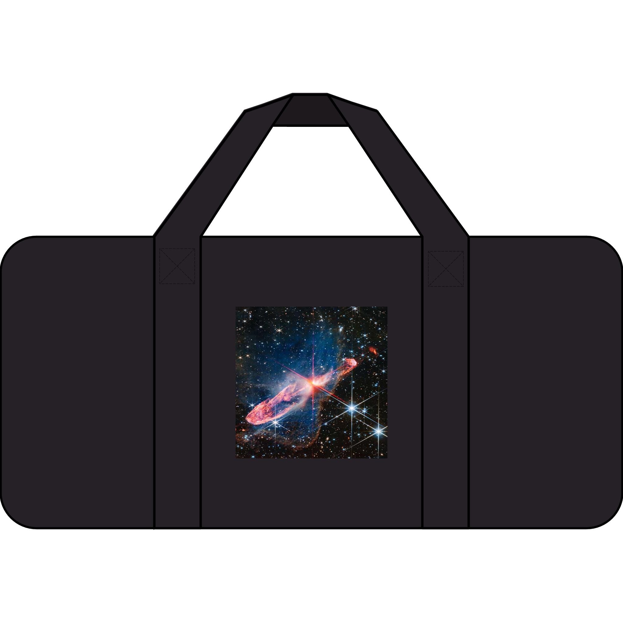 Cosmic Nebula Tripper Duffel Bag | Space Galaxy Print, Checker Strap