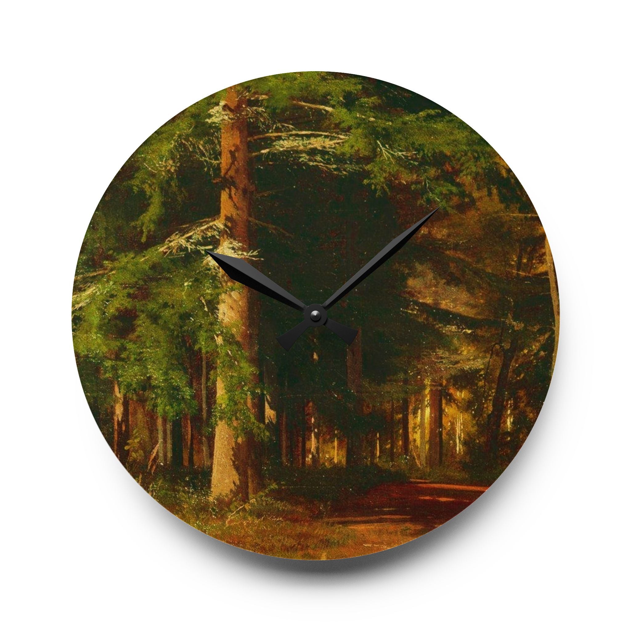 Horloge Murale Acrylique Peinture Chemin Forestier | Horloge Murale Paysage Boisé