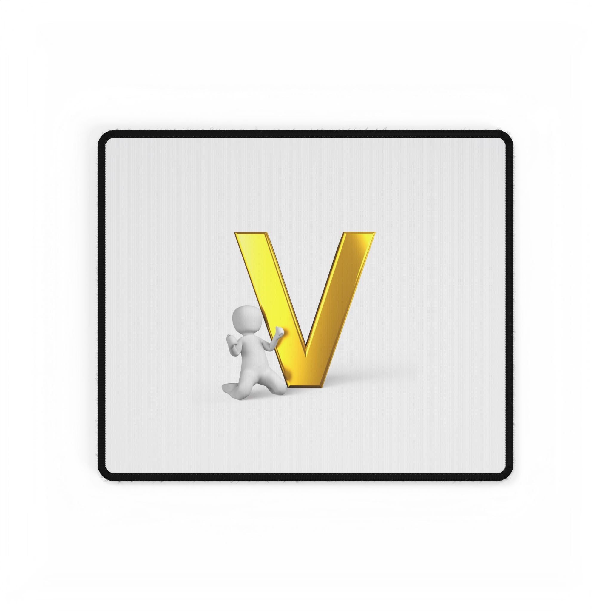 Gold Letter V with Character Desk Mat | Large Mousepad