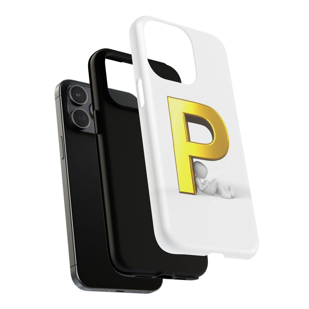 Gold Letter P Monogram Phone Case | Tough Magnetic Case