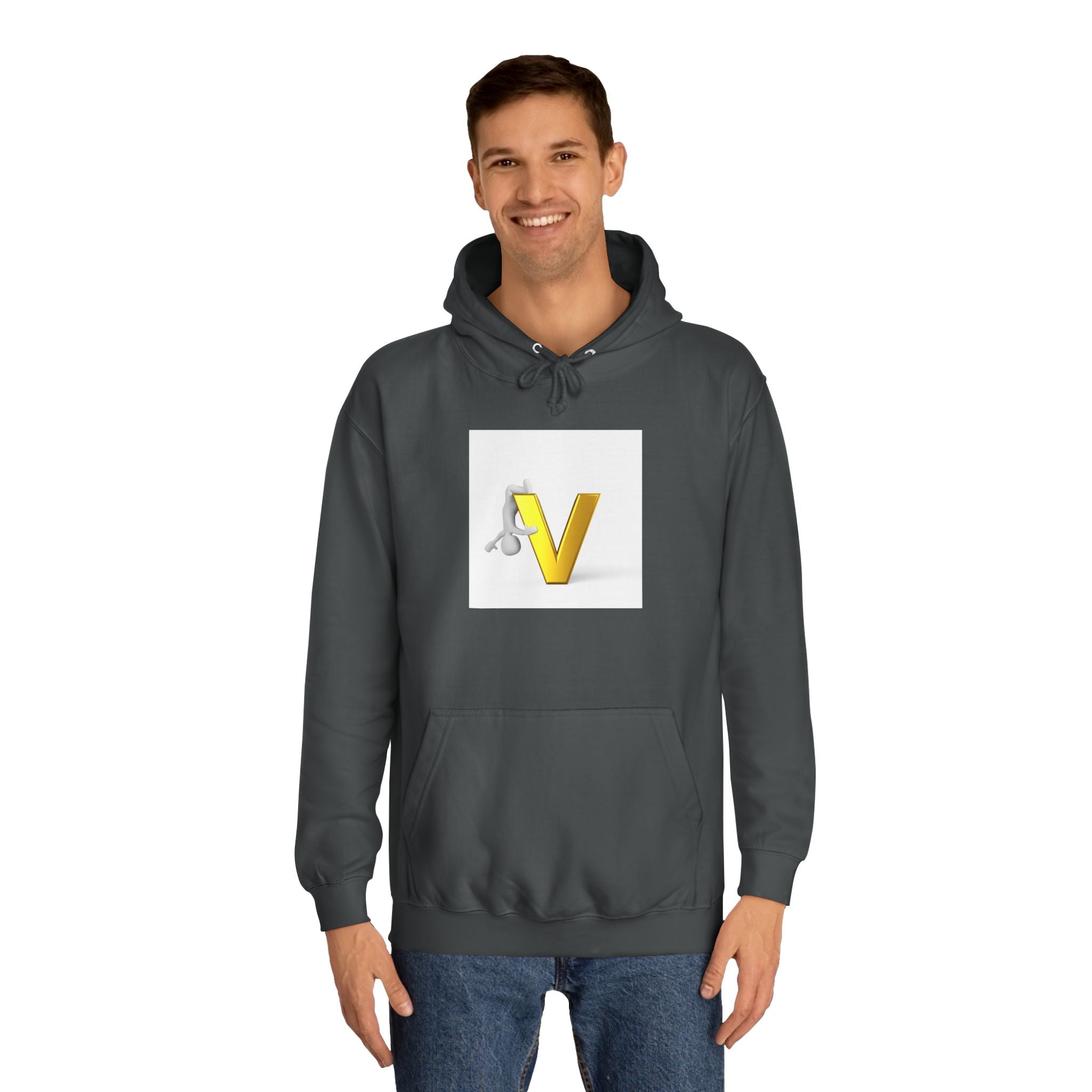 3D Gold Letter V Hoodie | Letter V Initial Sweatshirt