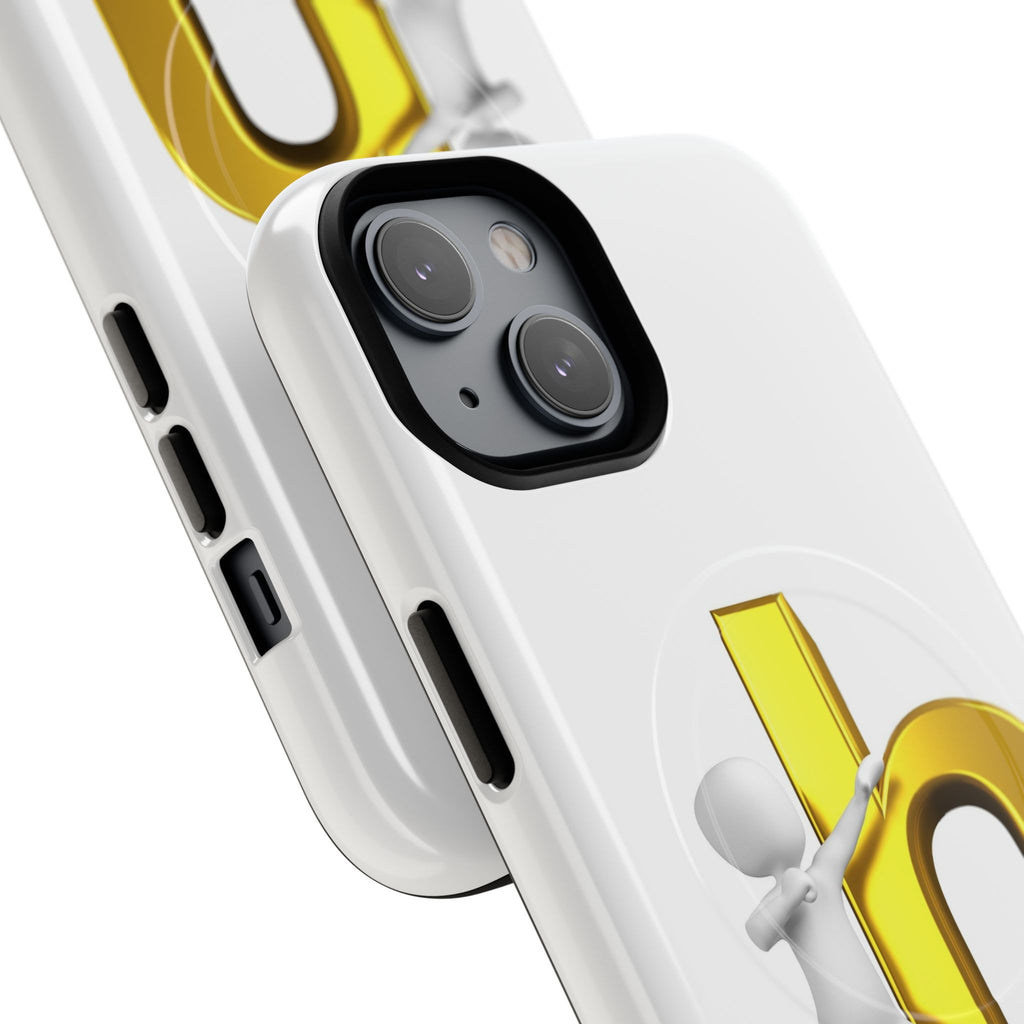 3D Person Pushing Gold Letter h Phone Case | Tough Magnetic Case