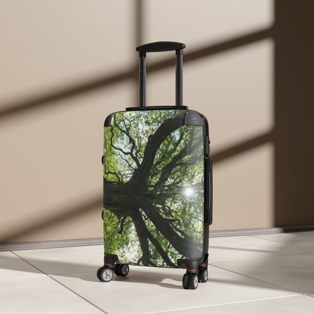 Sunlit Tree Canopy Suitcase | Nature Luggage, Forest Photography