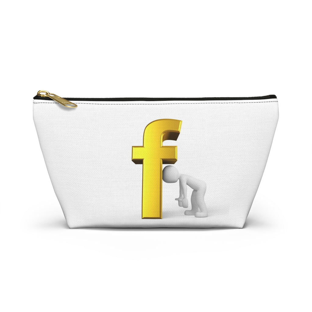 Gold Letter F with Figure Accessory Pouch | Monogram Cosmetic Bag