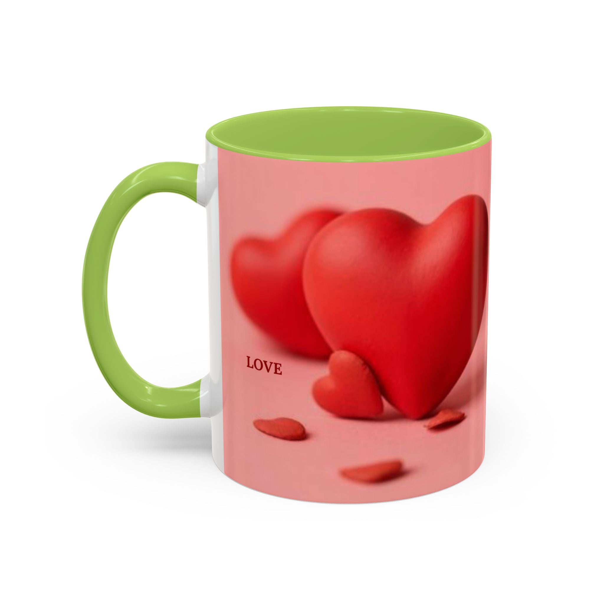Red Heart Love Design Accent Coffee Mug | Valentine Heart Ceramic Mug