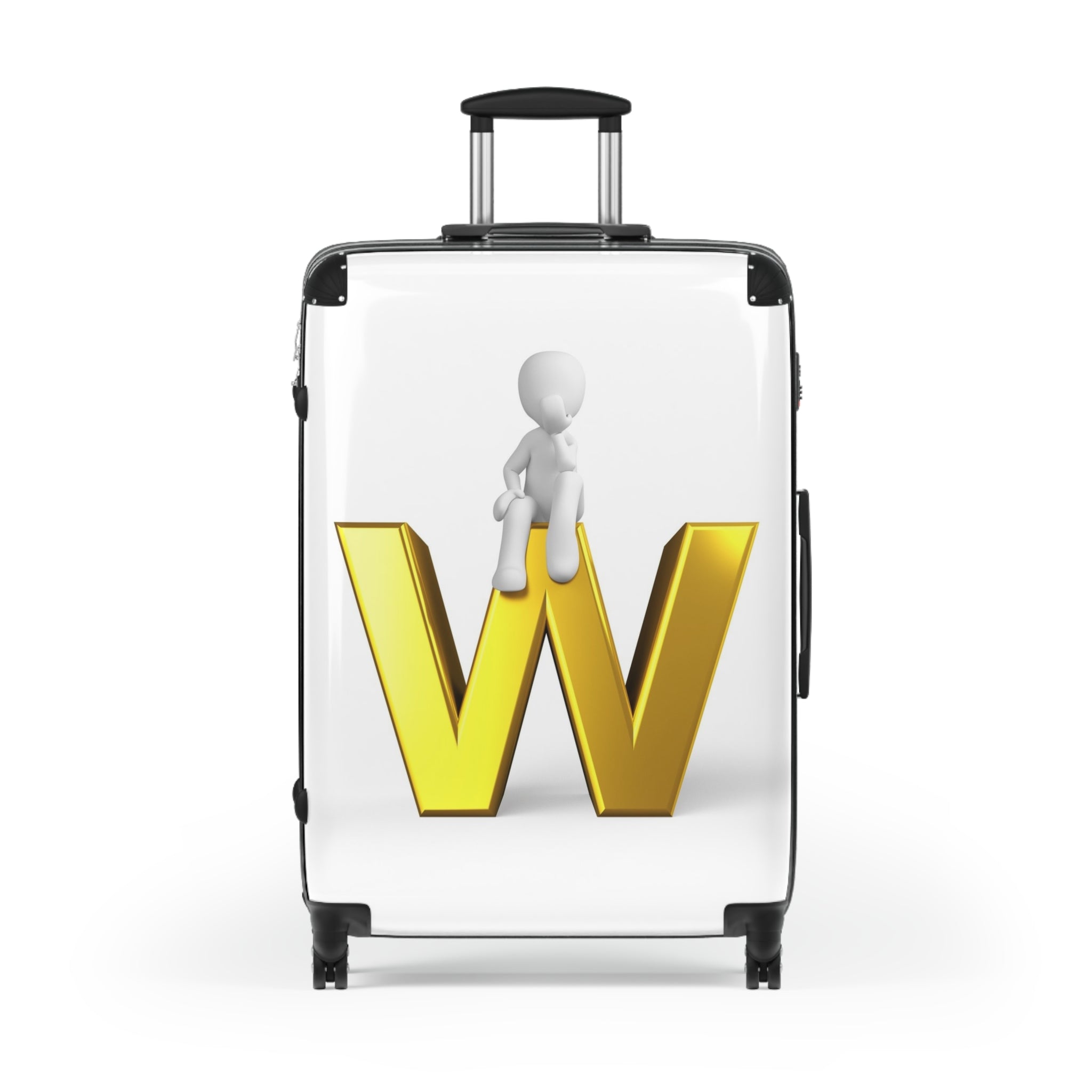 Gold Letter W Monogram Suitcase | Initial Luggage Cover