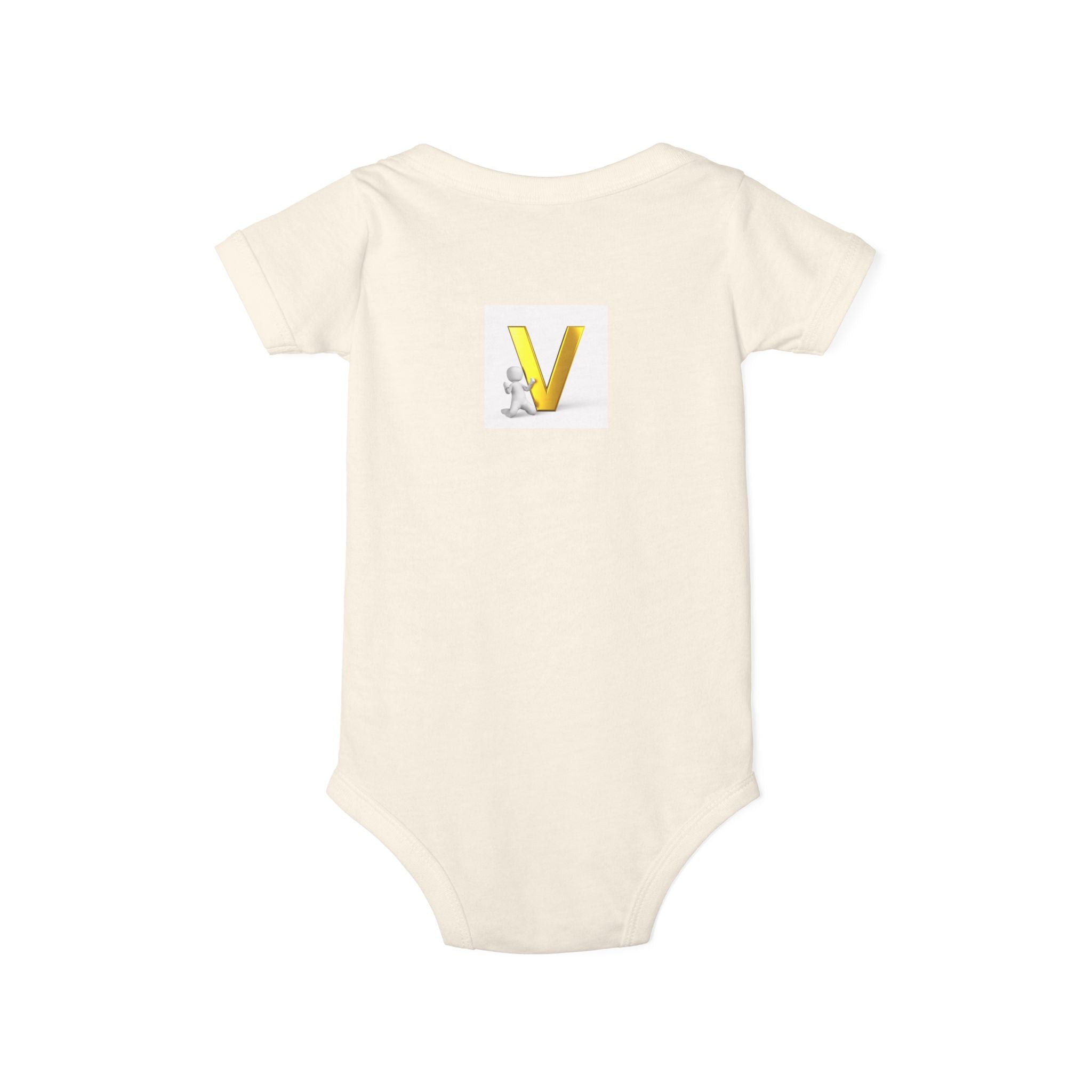 Gold Letter V Baby Bodysuit | Cute Bunny Initial Onesie