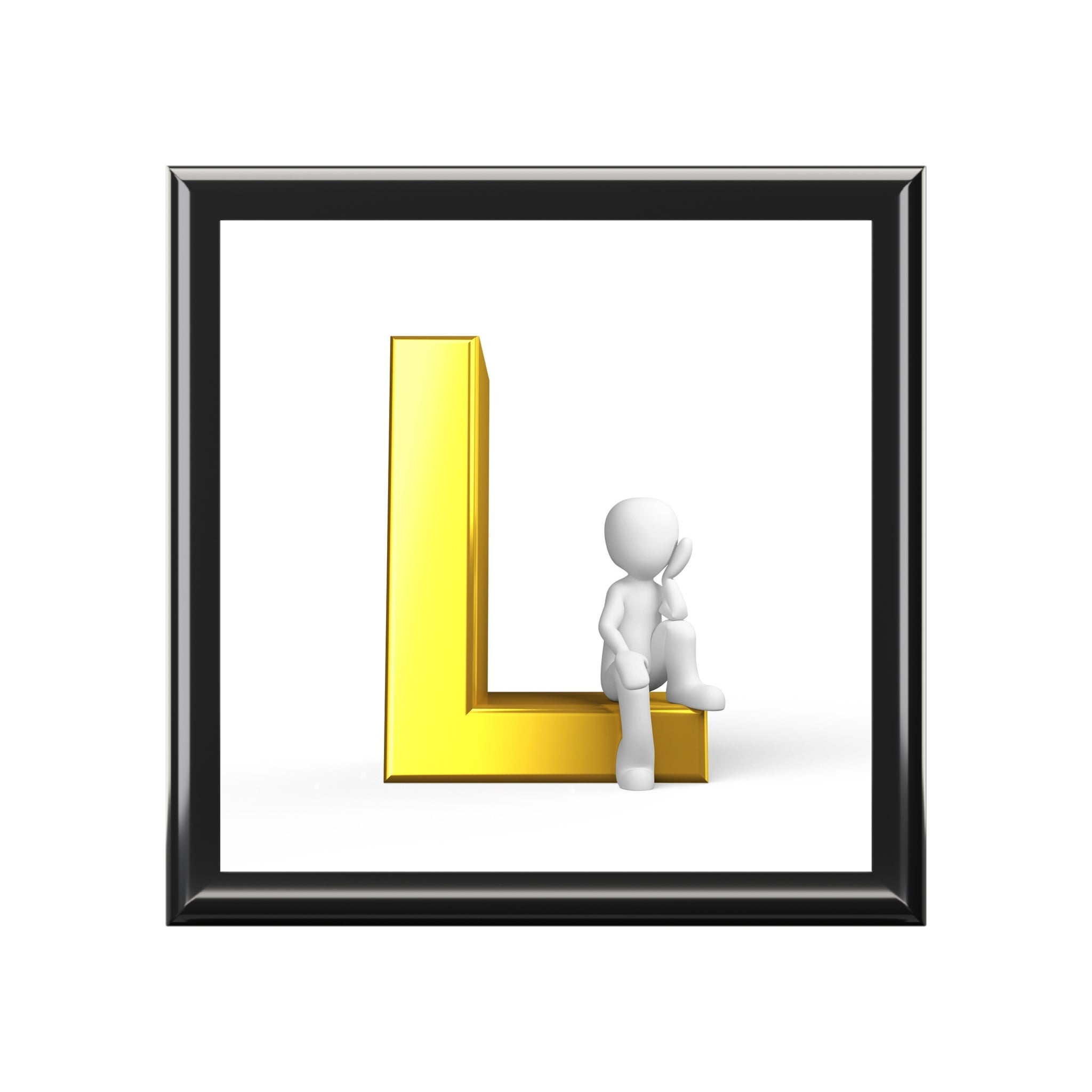 Gold Letter L monogram Jewelry Box | Initial L Keepsake Box