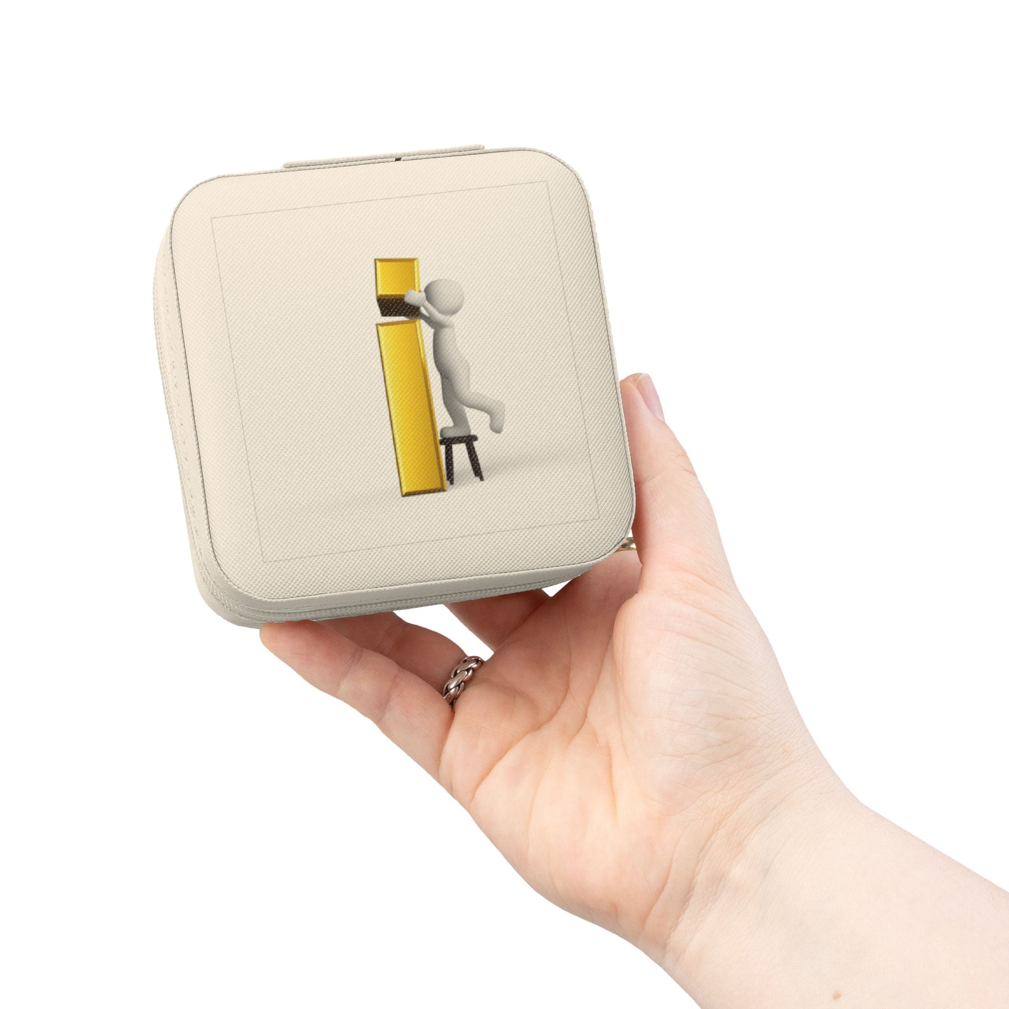 Minimalist 3D Figure Monogram Jewelry Travel Case | Compact Velvet Organizer