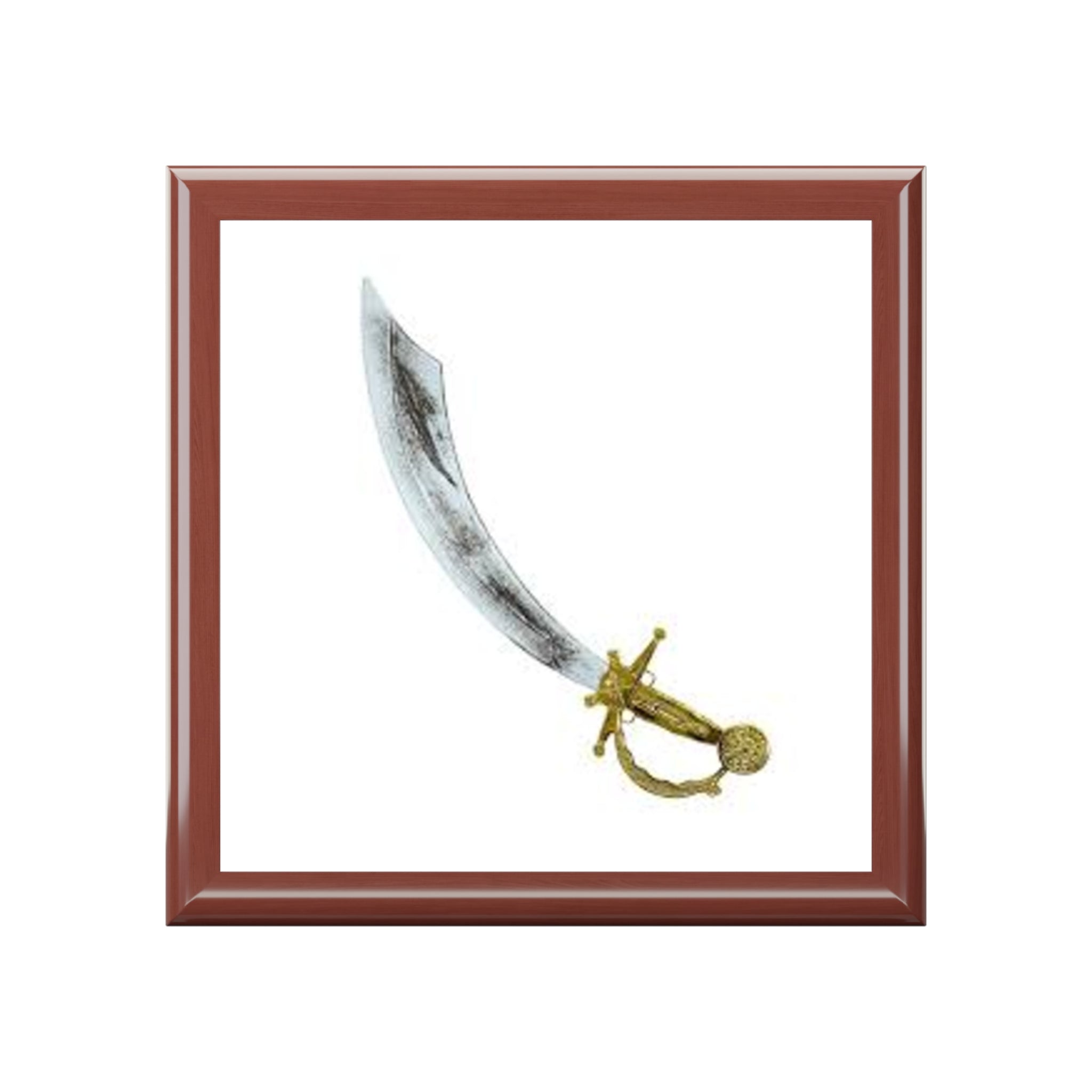 Antique Scimitar Illustration Jewelry Box | Sword Art Keepsake