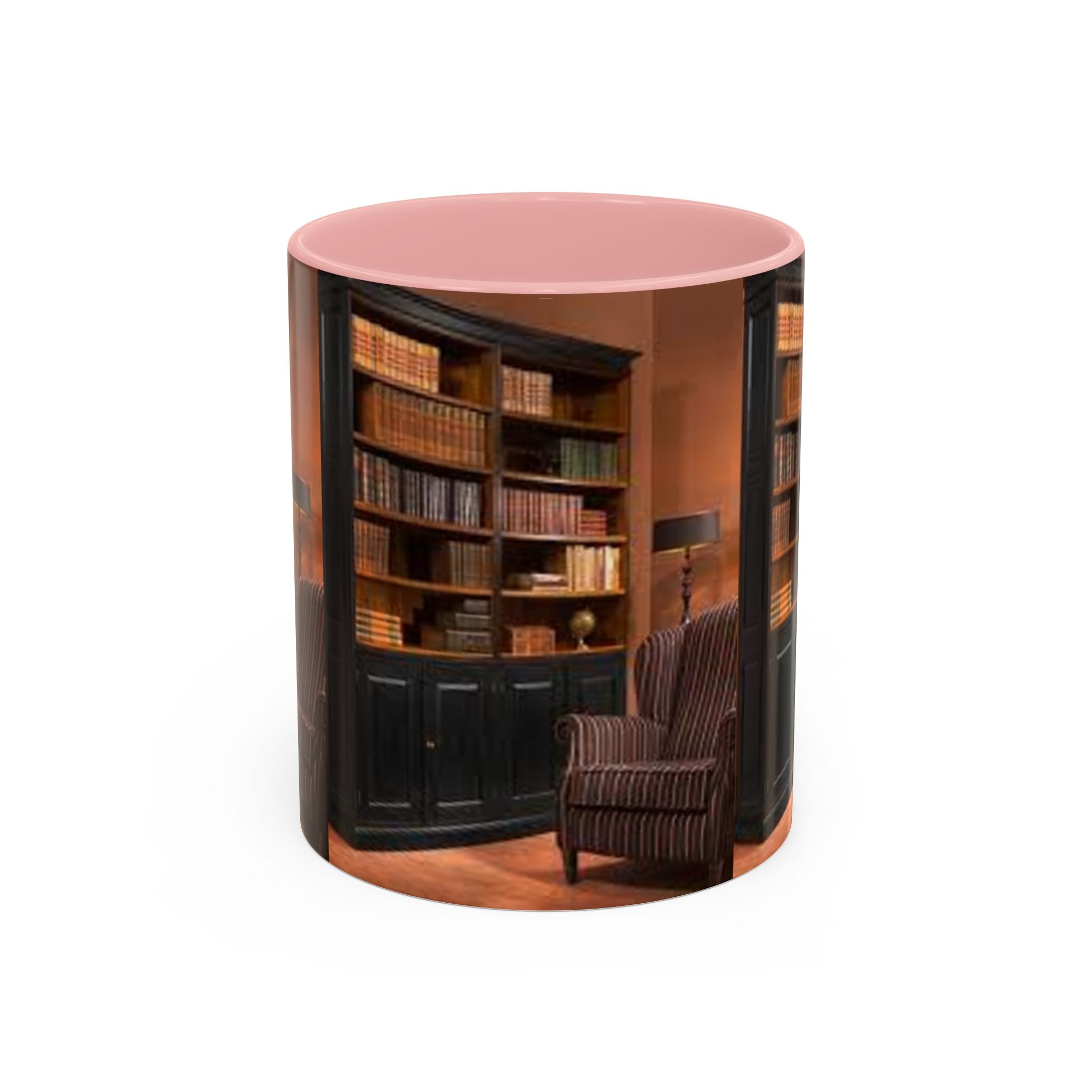 Cozy Library Bookshelf Coffee Mug | Accent Black Handle
