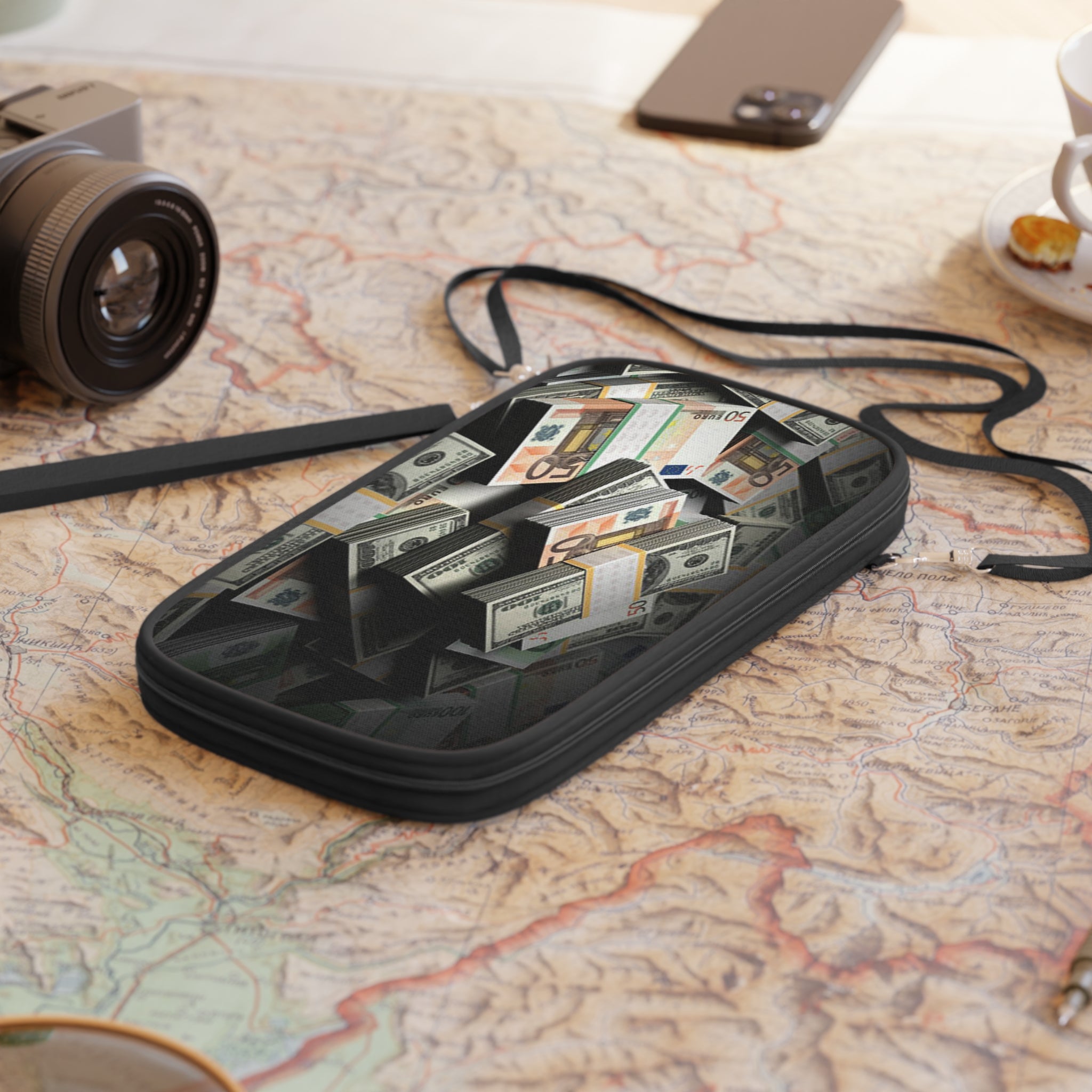 Stacks of Cash Passport Wallet | Money Print Travel Organizer