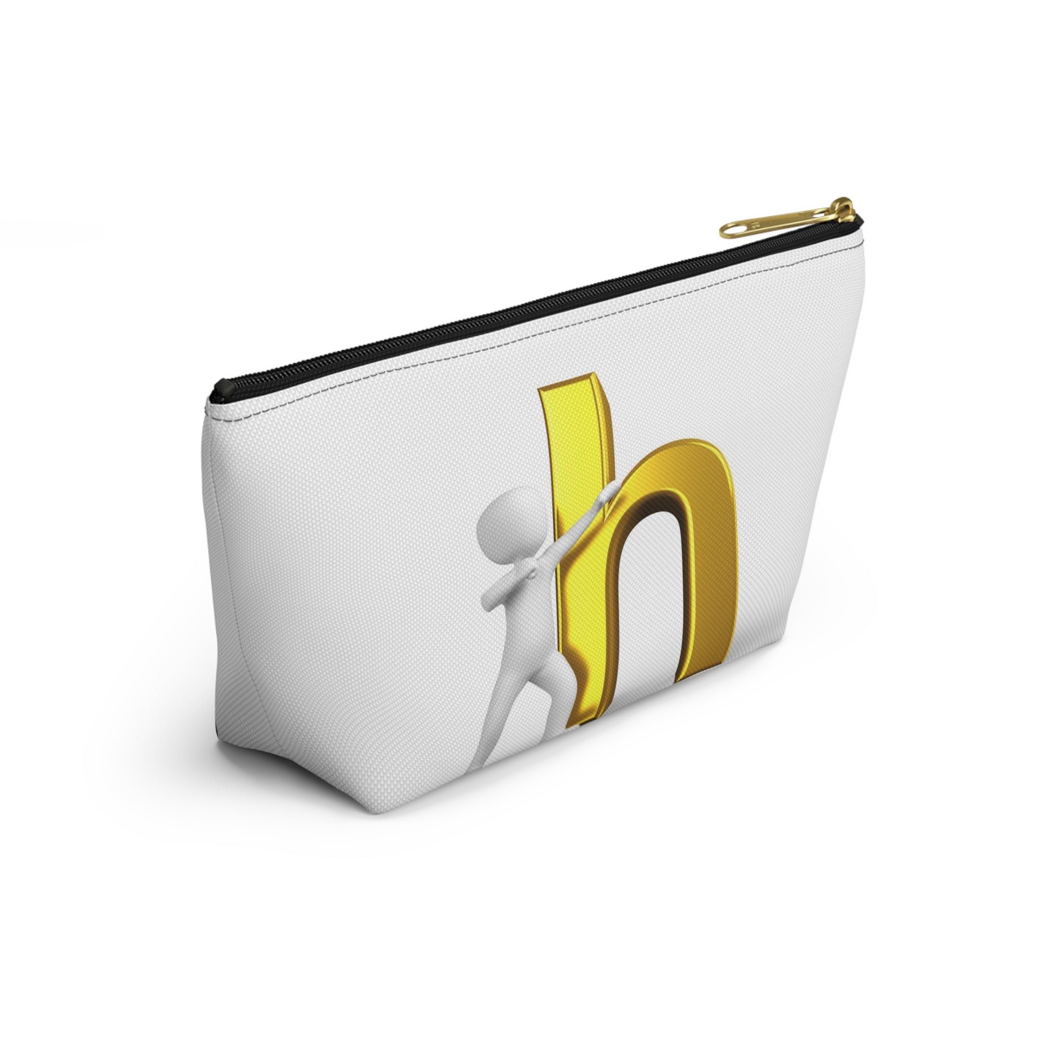 3D Person Pushing Gold Letter H Accessory Pouch