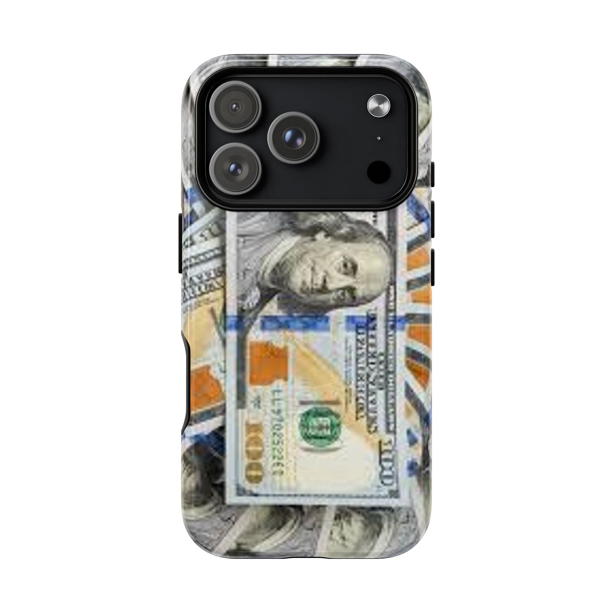 Coque de téléphone Billets de cent dollars | Coque magnétique robuste, motif argent