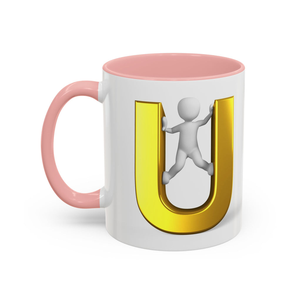 Mug en 3D avec lettre U dorée | Tasse à café 325 ml ou 440 ml
