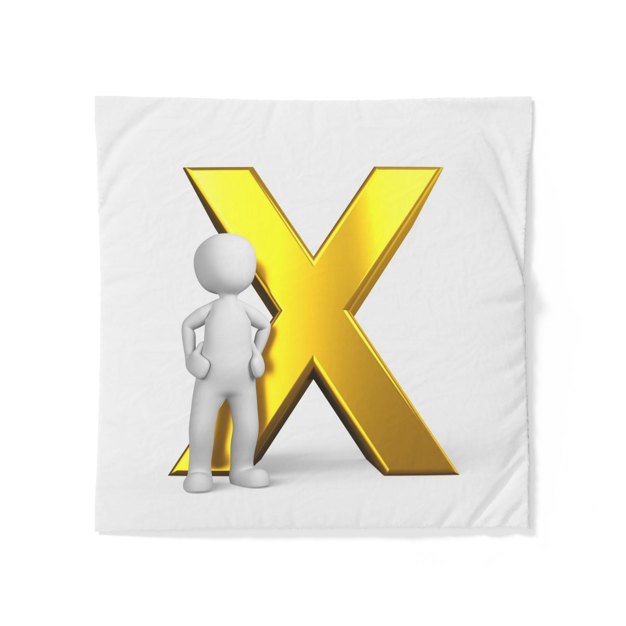 Gold Letter X with 3D Figure Duvet