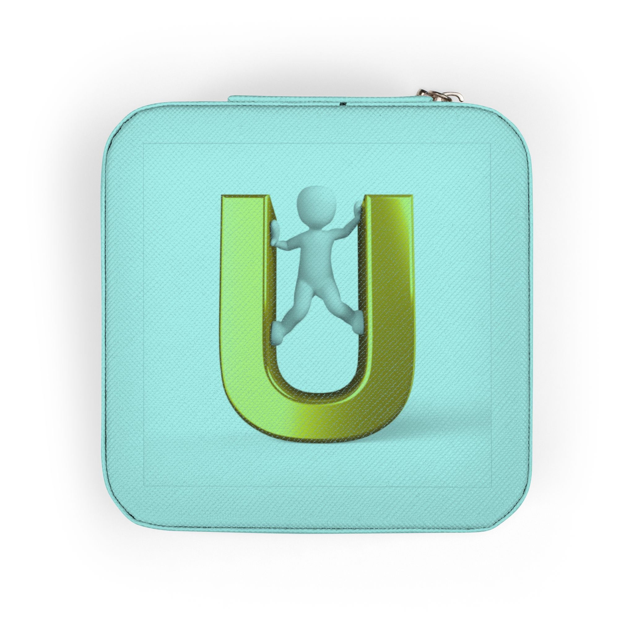Gold U Initial Monogram Jewelry Case | Travel Jewelry Organizer