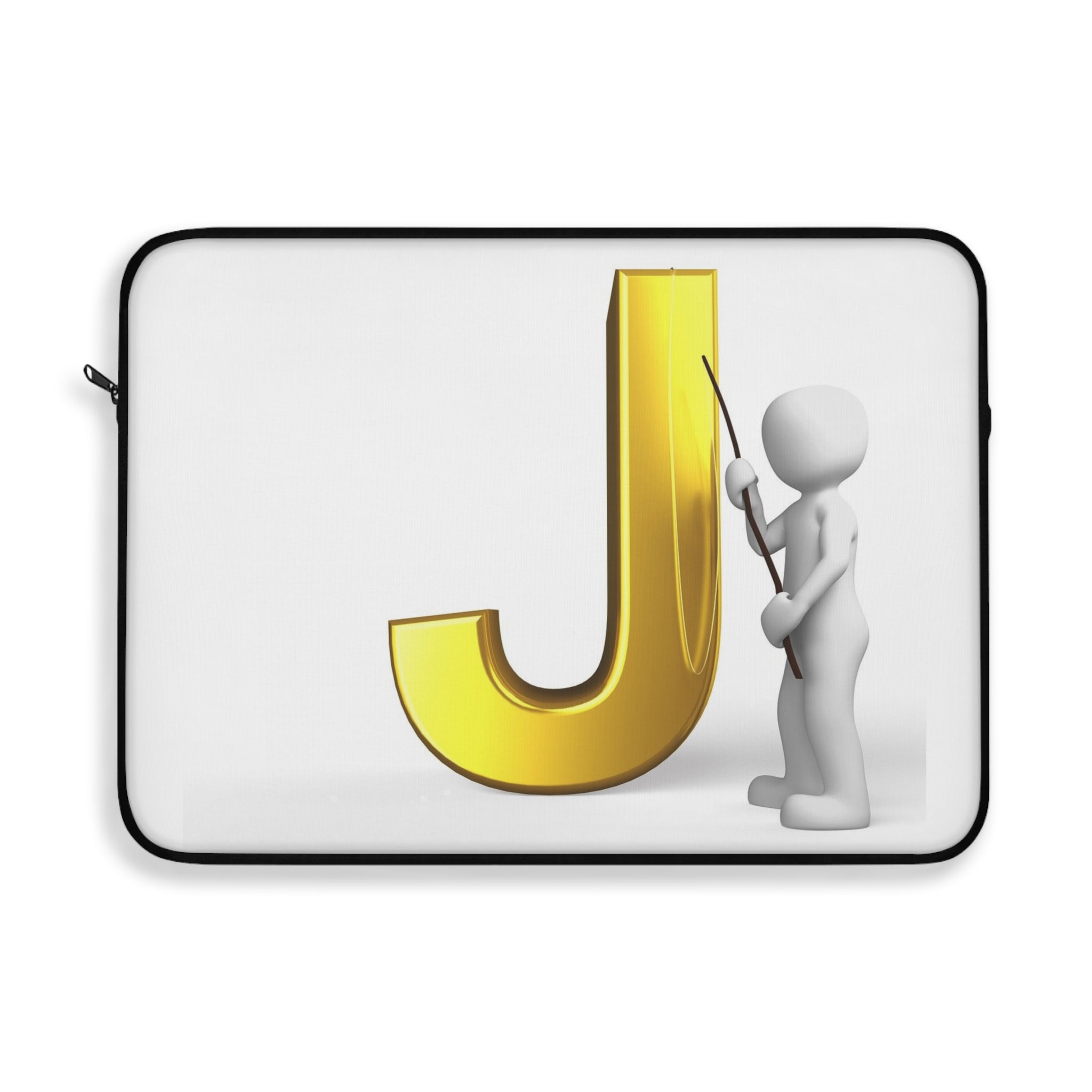 Gold Letter J with Figure Laptop Sleeve | Monogram Initial J