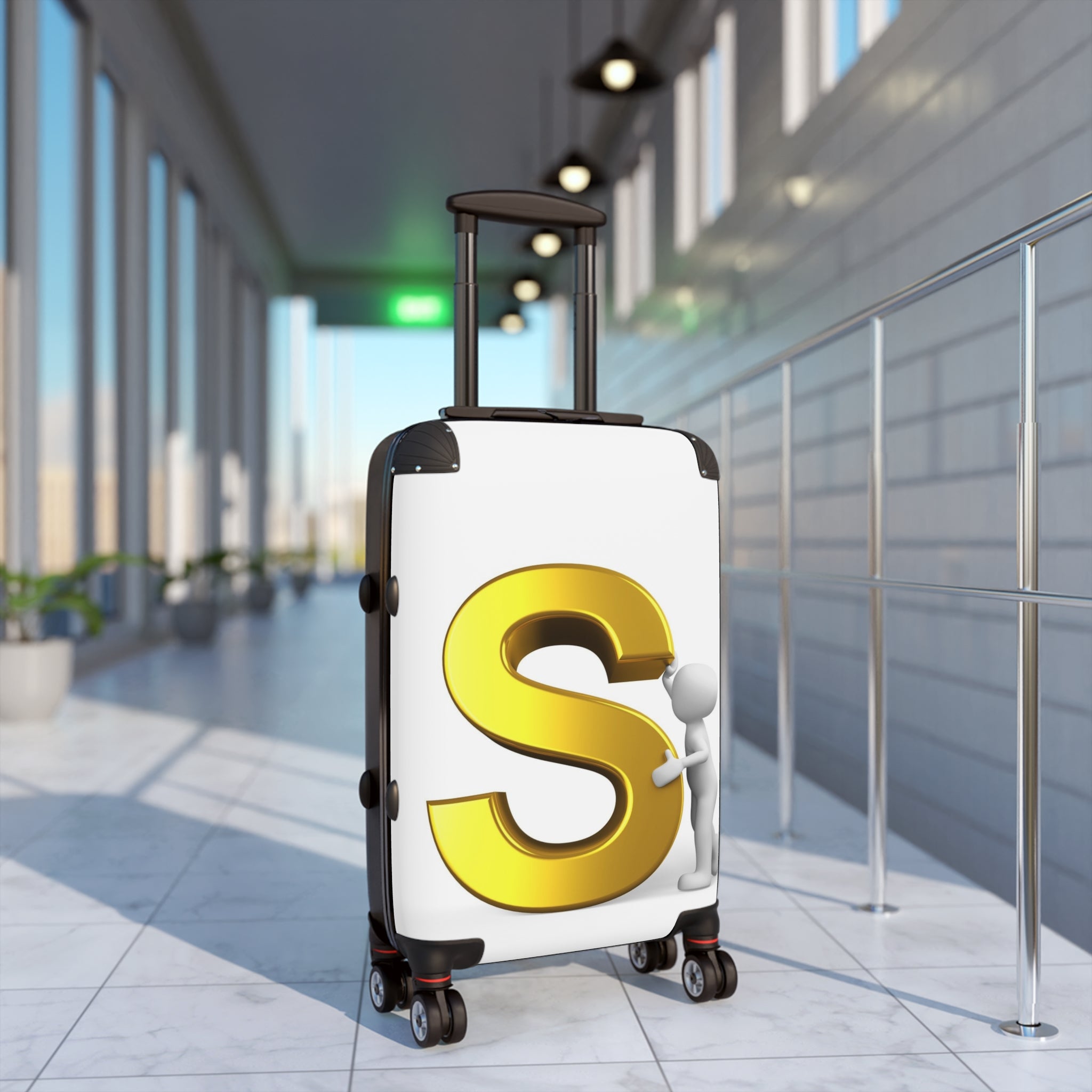 Gold Letter S Monogram Suitcase | Personalized Initial Luggage