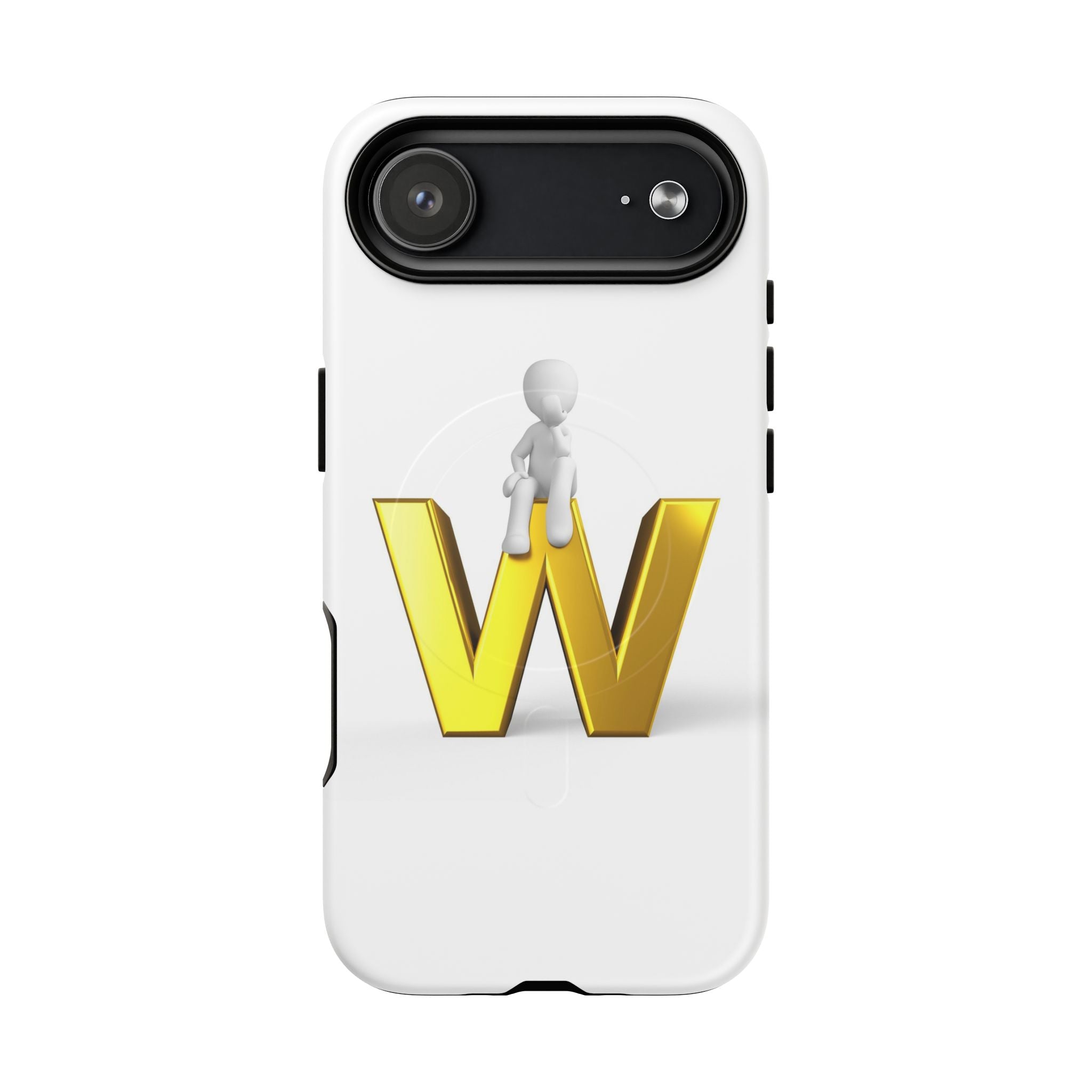 Coque de téléphone magnétique robuste avec figurine 3D sur fond doré