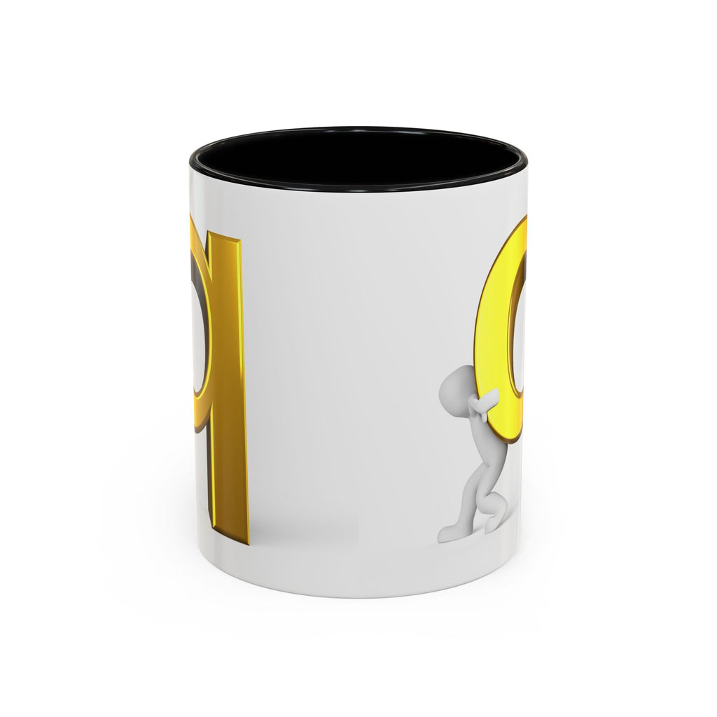 Gold Letter Q Push Character Mug | Accent Coffee Mug 11oz 15oz